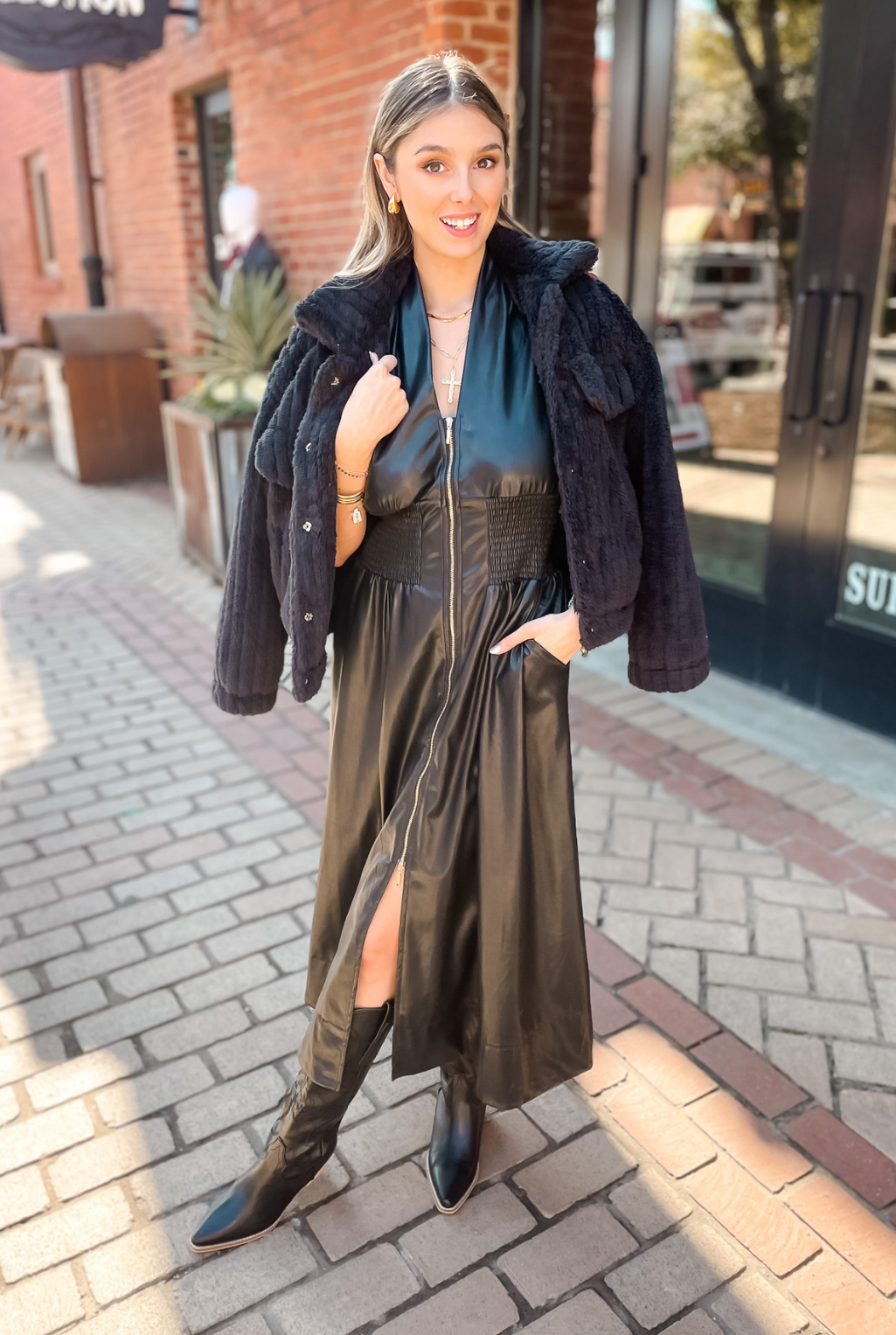 Black Faux Leather Dress