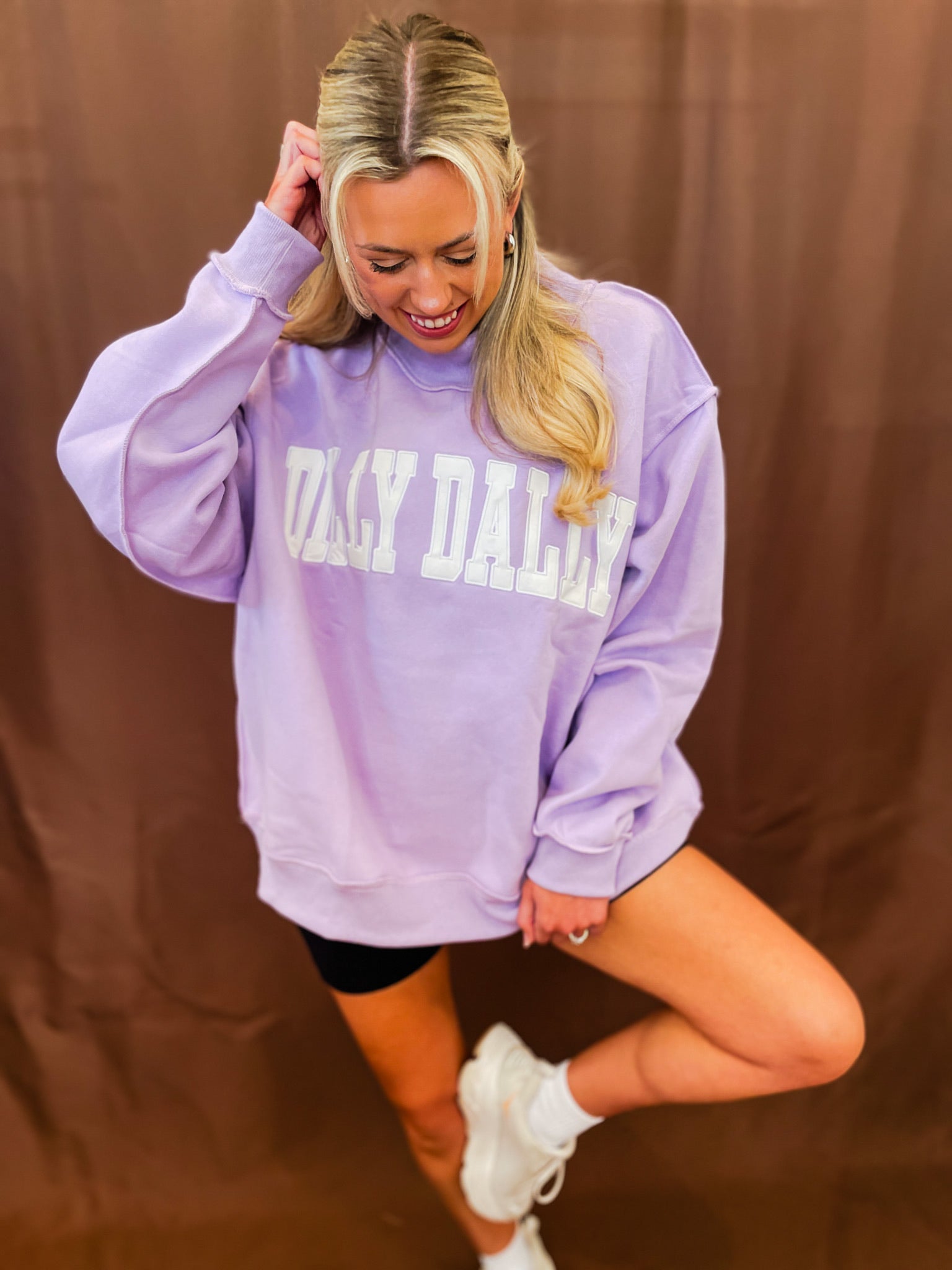 Dilly Dally Mock Neck Sweatshirt - Lavender