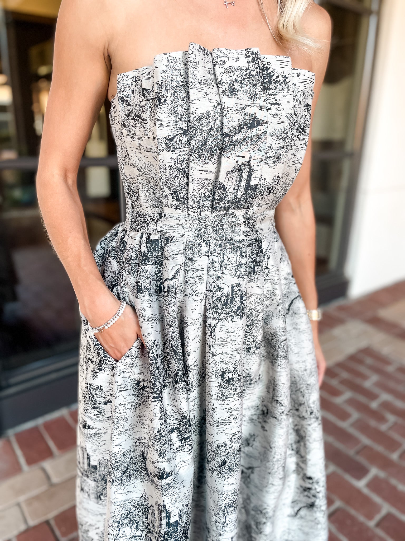English Toile Dress - Taupe