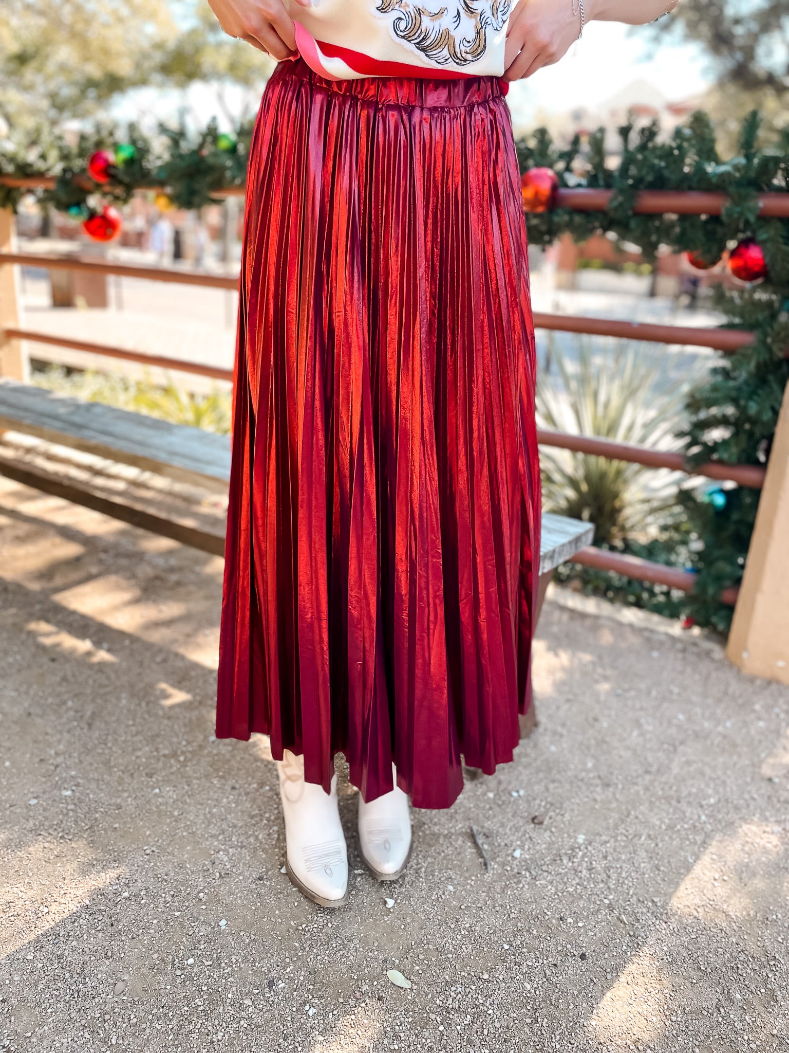 Alessandra Pleated Skirt - Burgundy