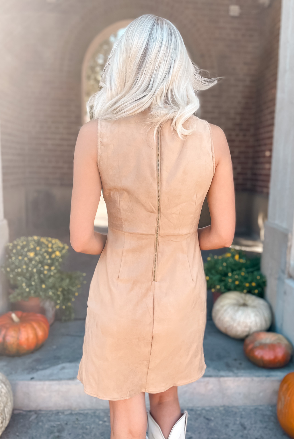 Rose Garden Embroidered Suede Dress