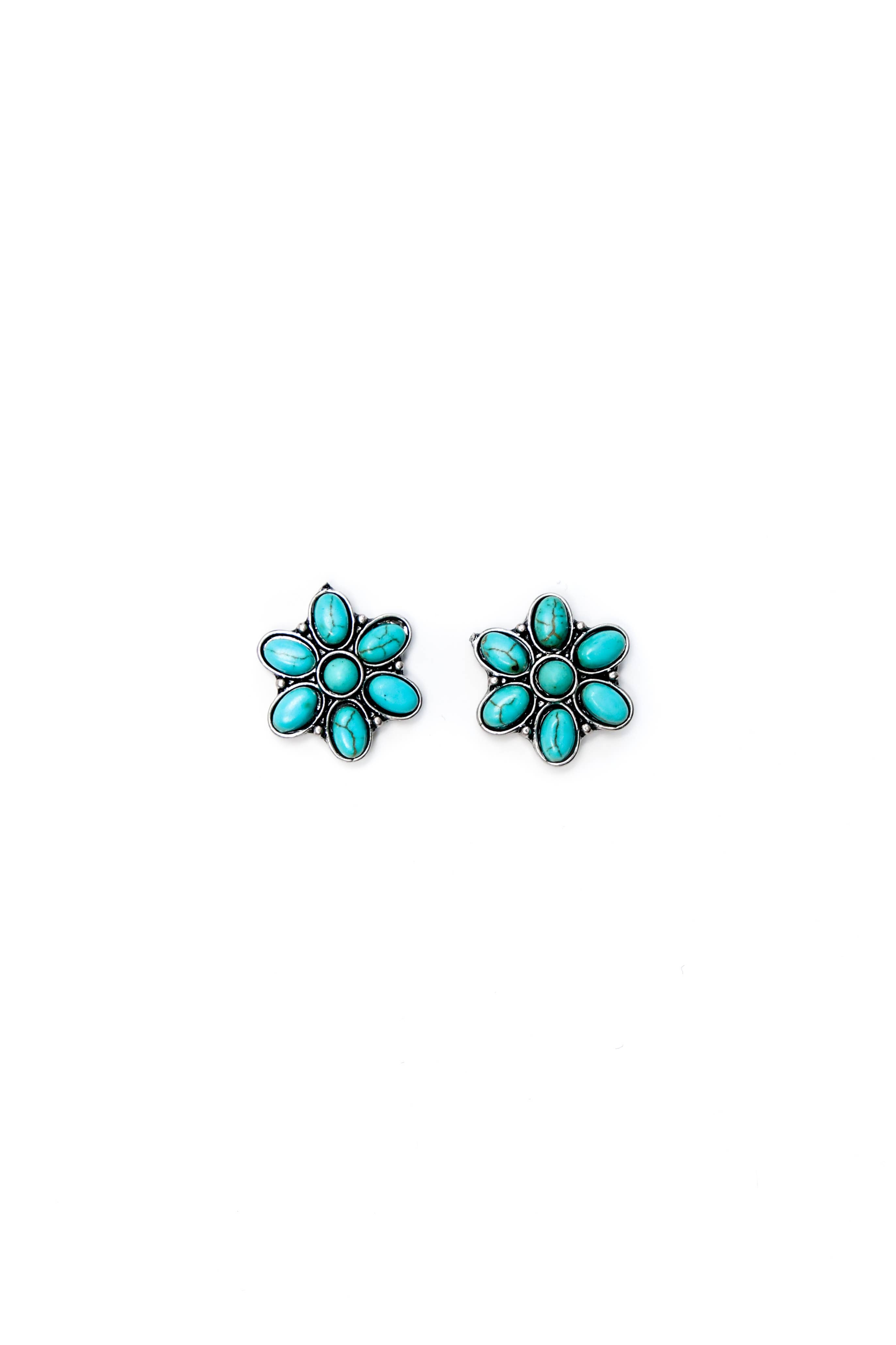 Floral Stud Earring - Turquoise