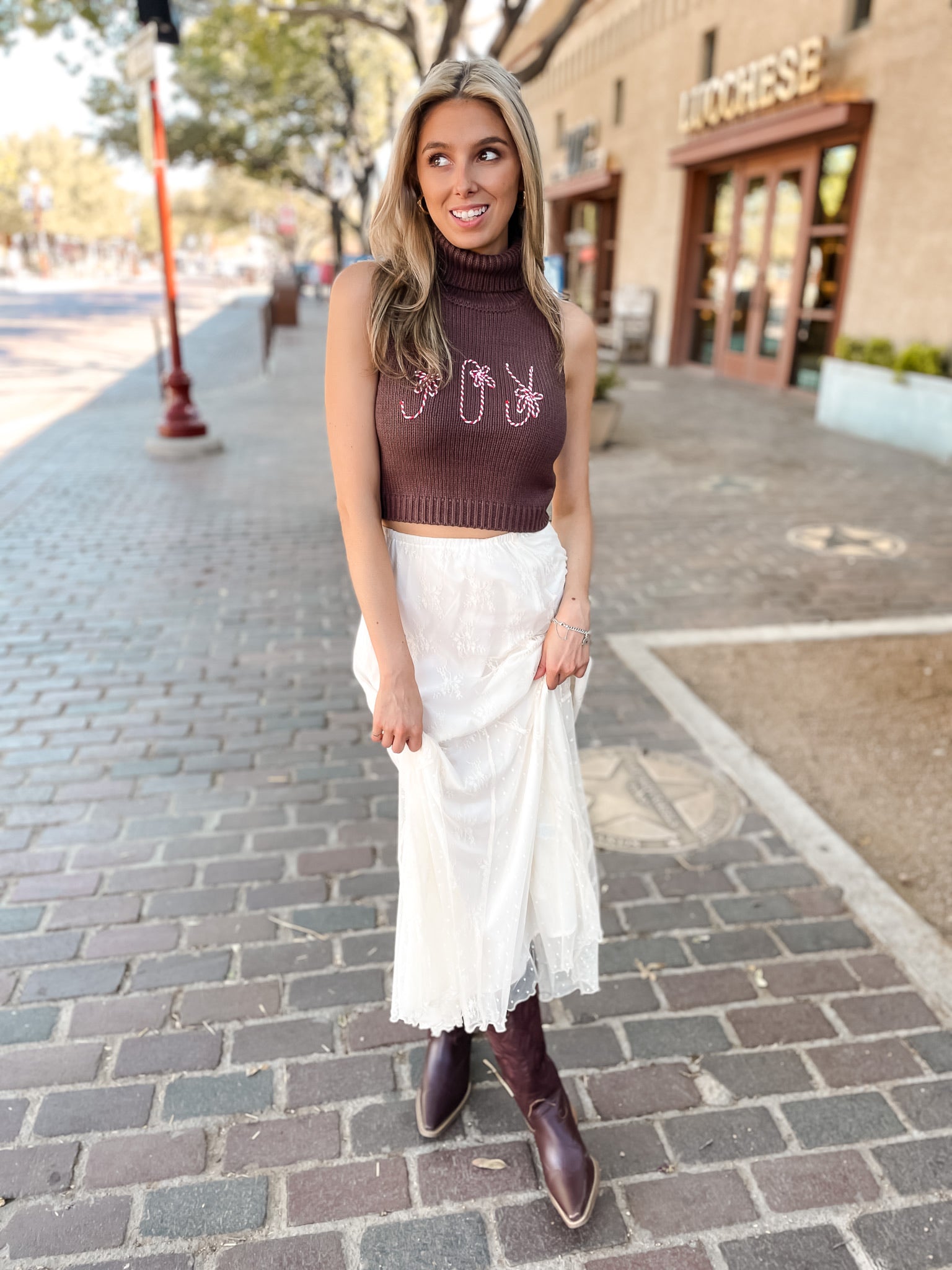 Candy Cane Joy Sweater - Brown