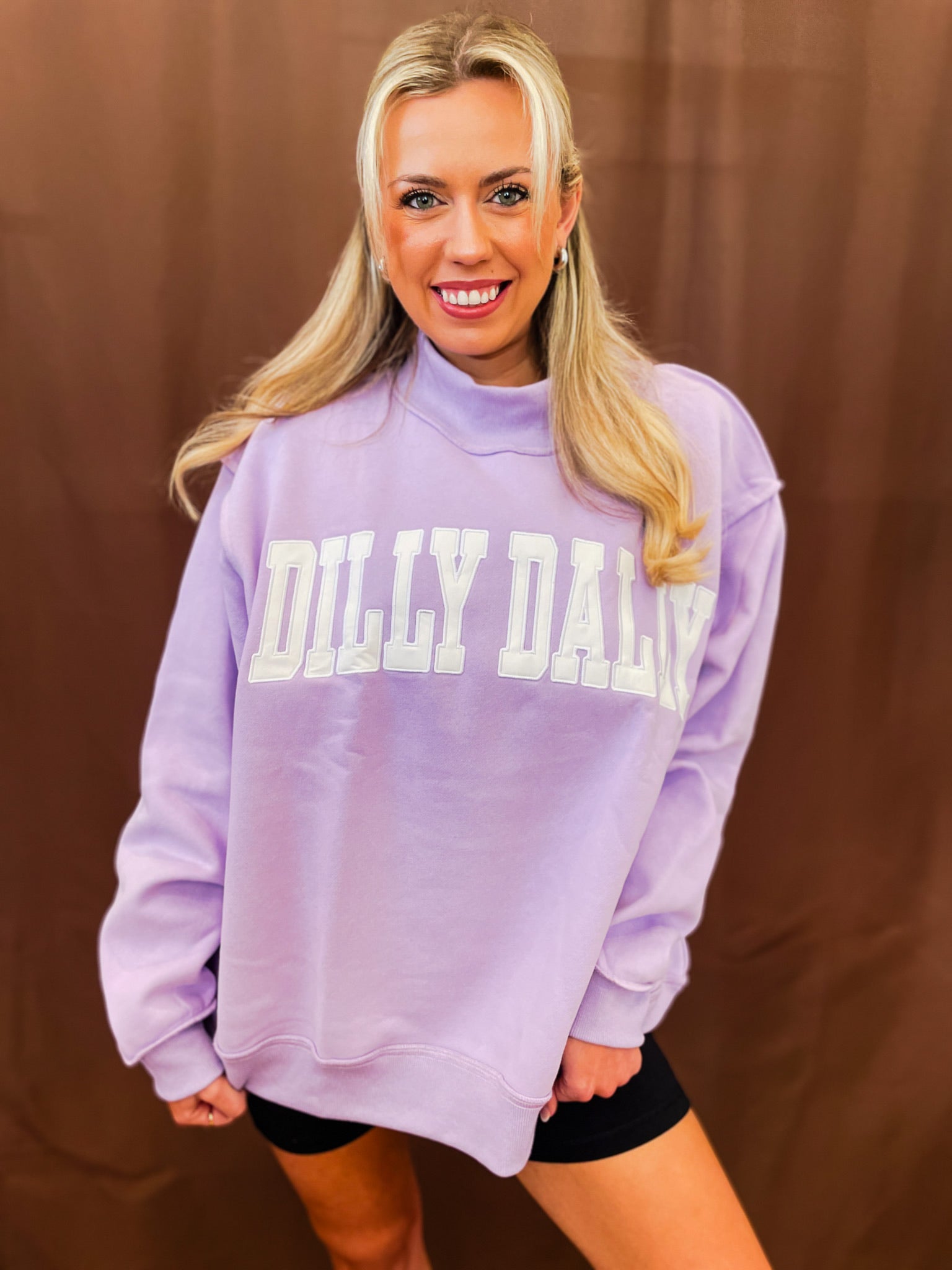 Dilly Dally Mock Neck Sweatshirt - Lavender
