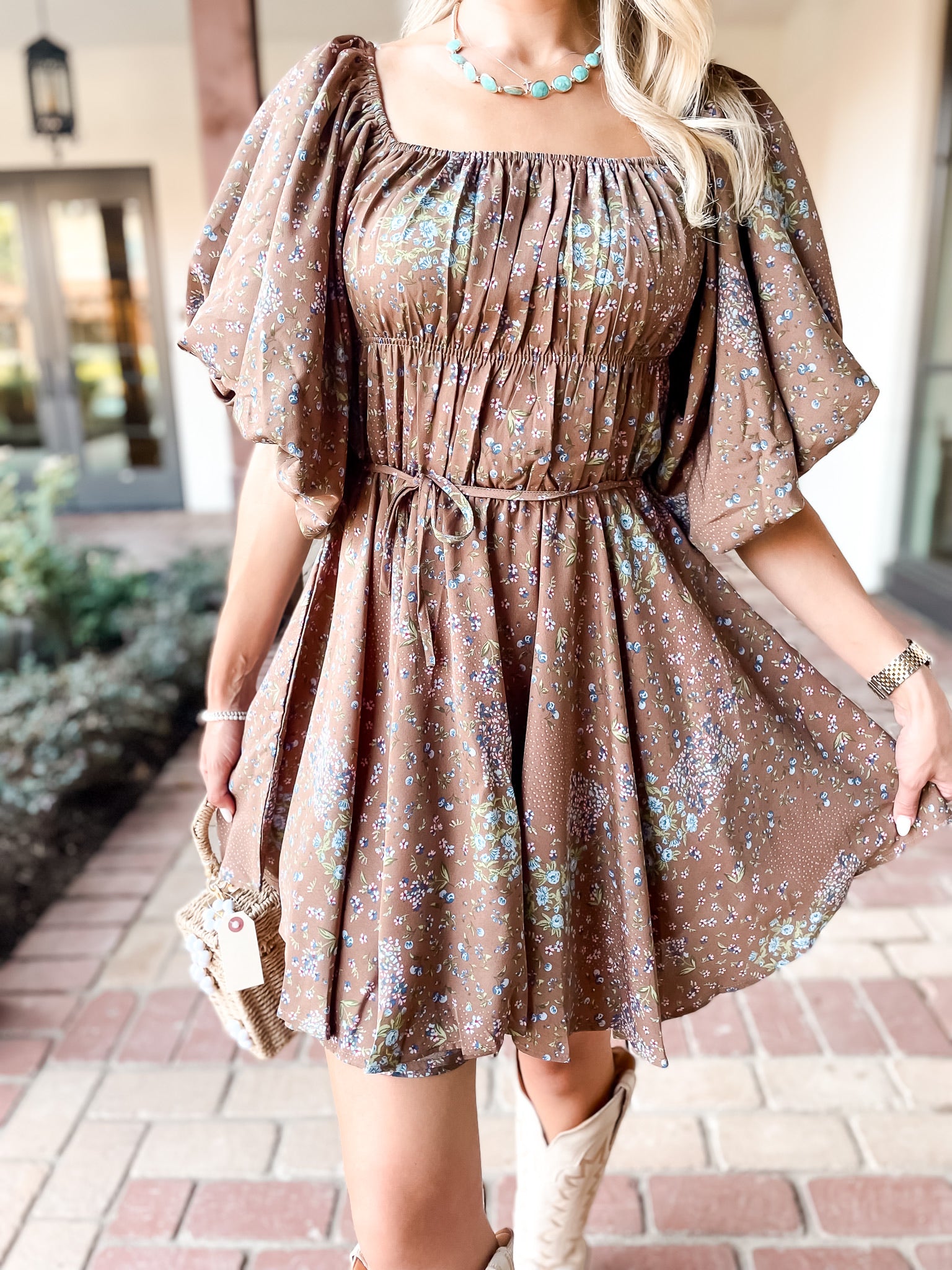 Cocoa Floral Bubble Dress