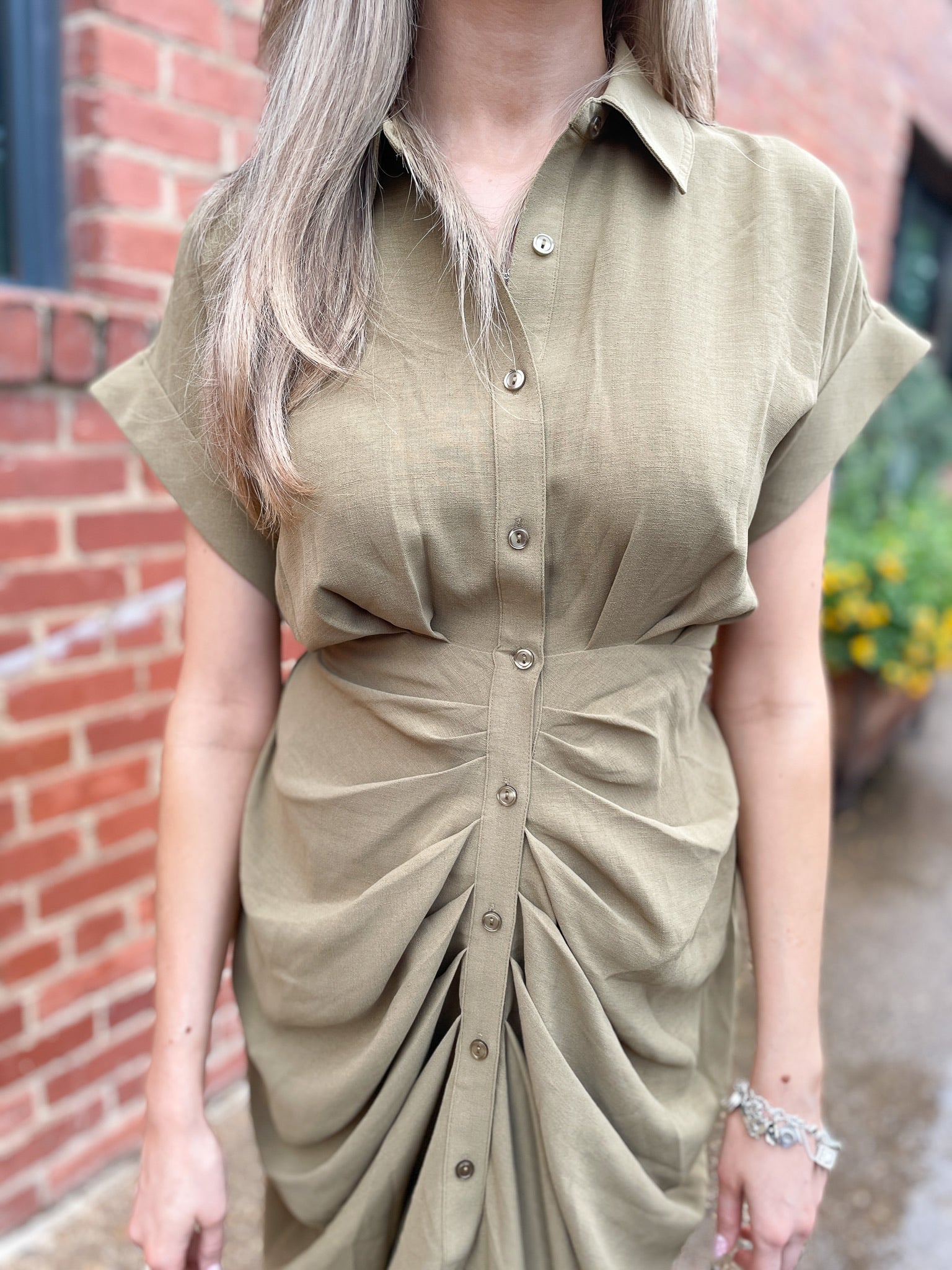 Tori Tie Dress - Olive