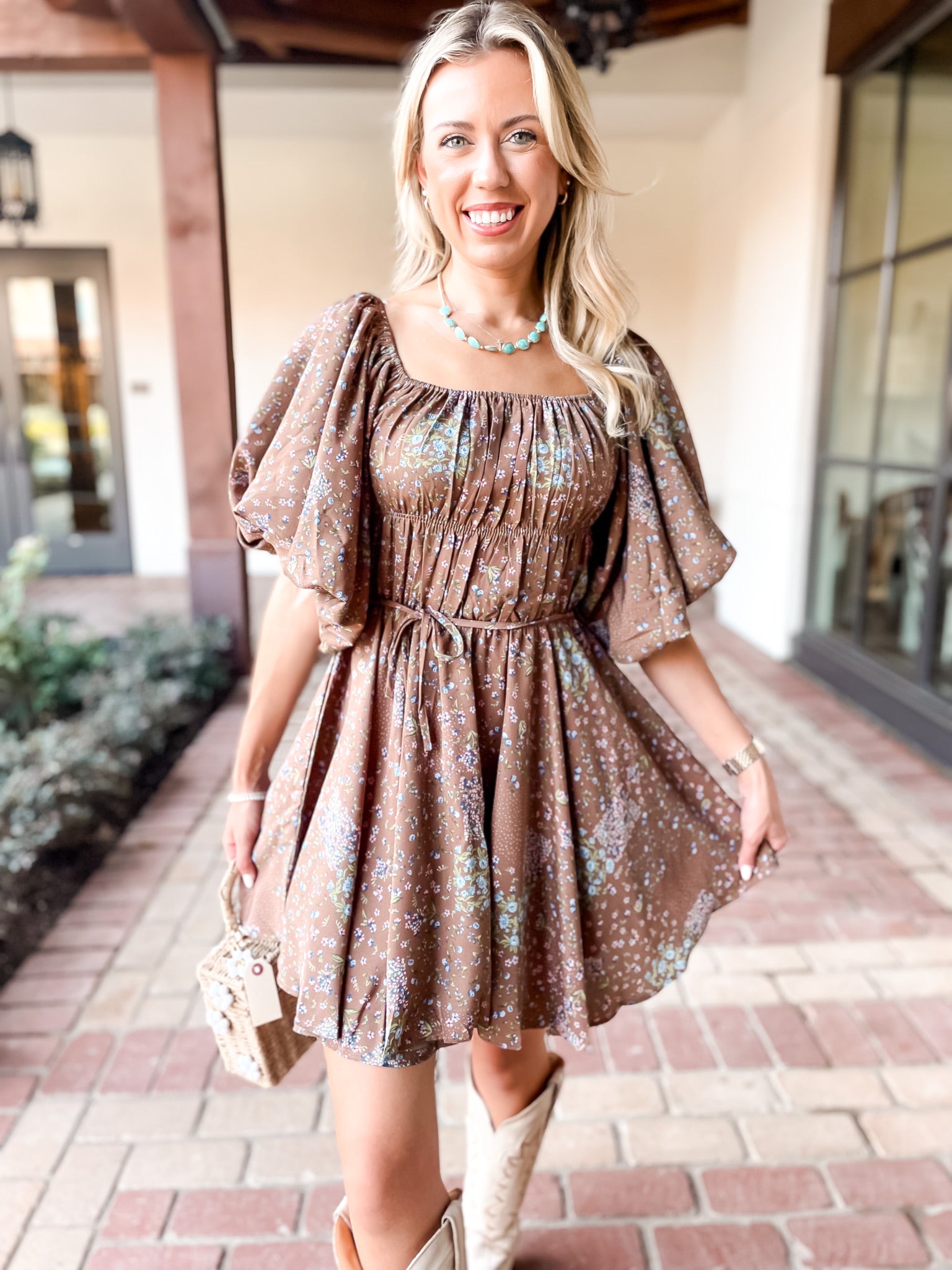 Cocoa Floral Bubble Dress