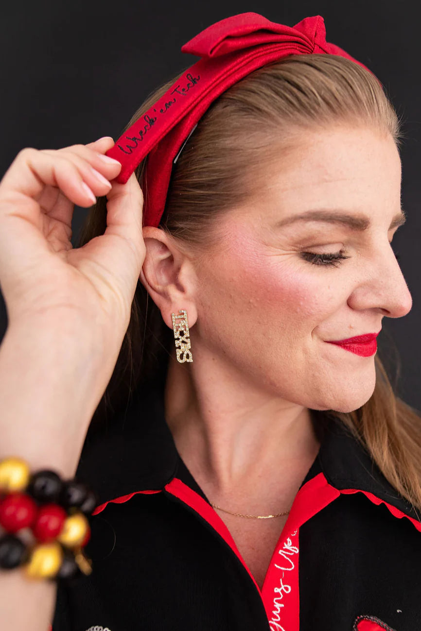 Texas Tech Rhinestone Stud Earrings