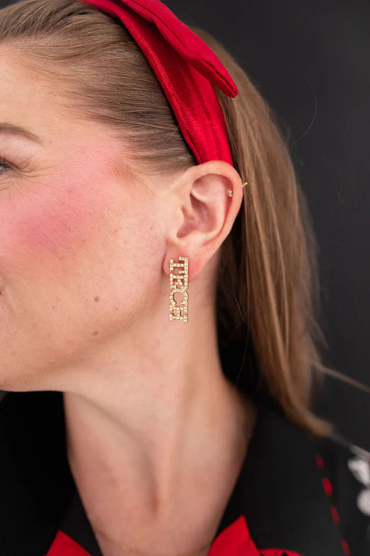 Texas Tech Rhinestone Stud Earrings