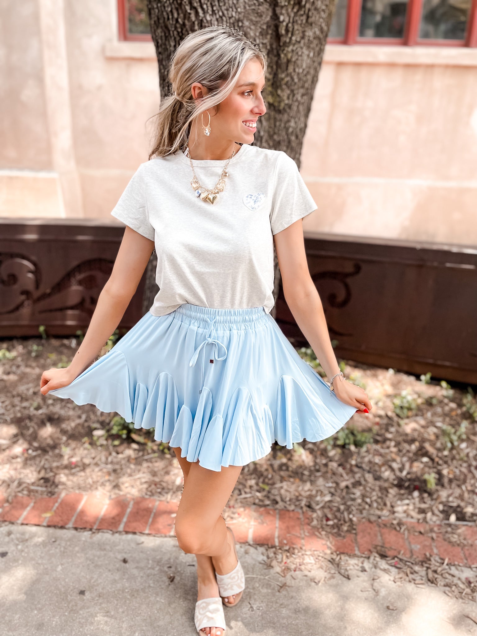 Ruffled Tennis Skirt - Baby Blue