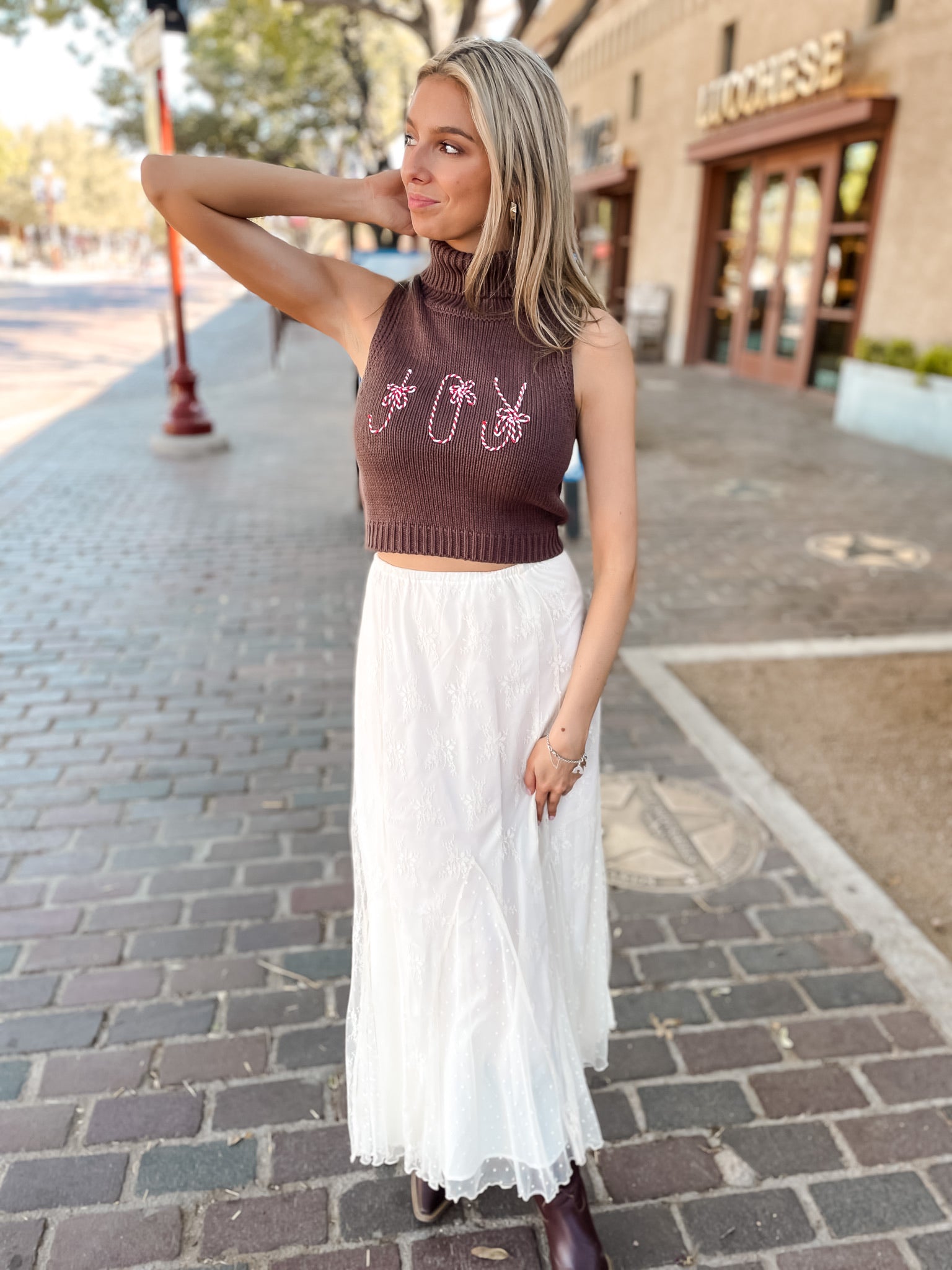 Candy Cane Joy Sweater - Brown