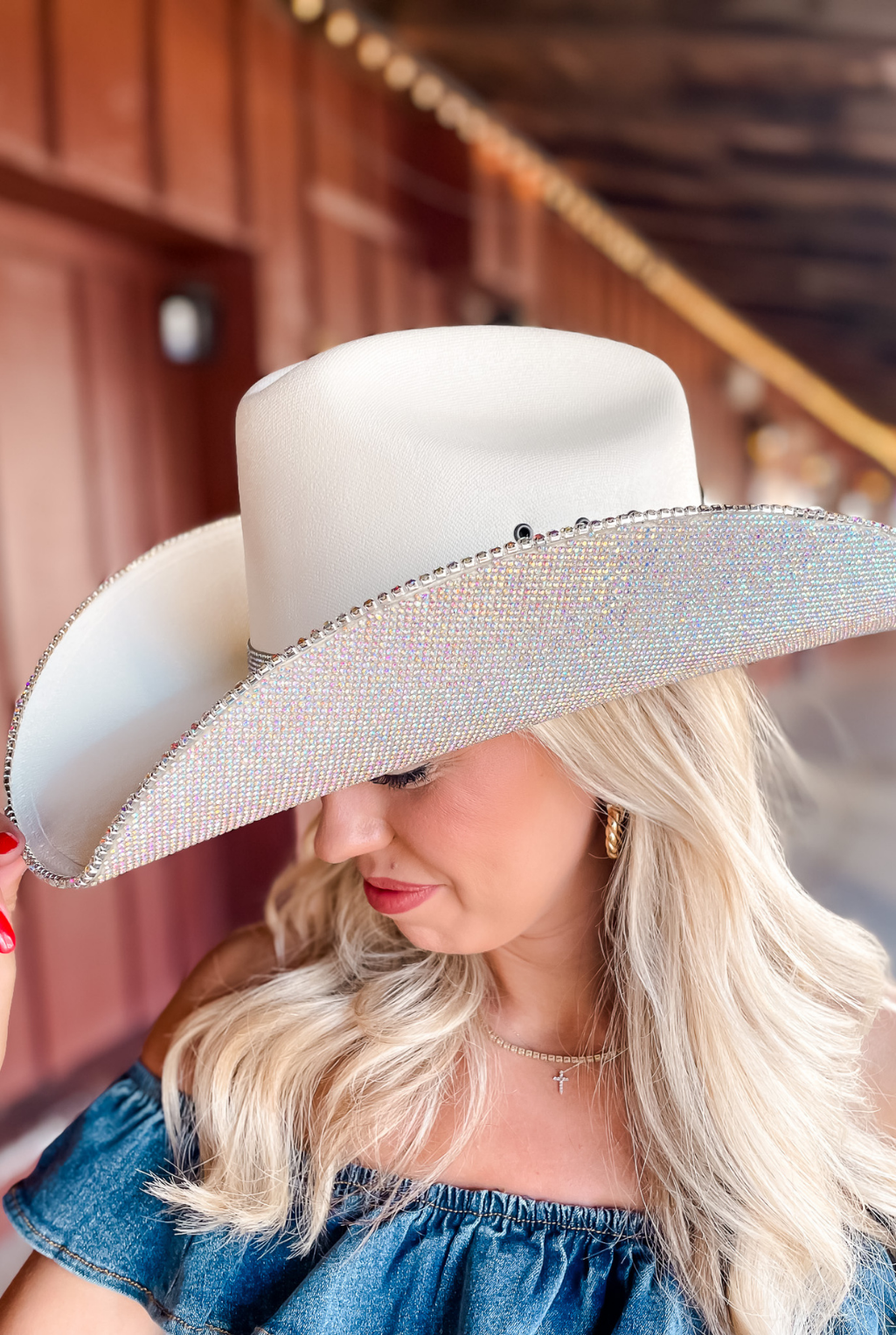 Cream Rhinestone Cowgirl Hat