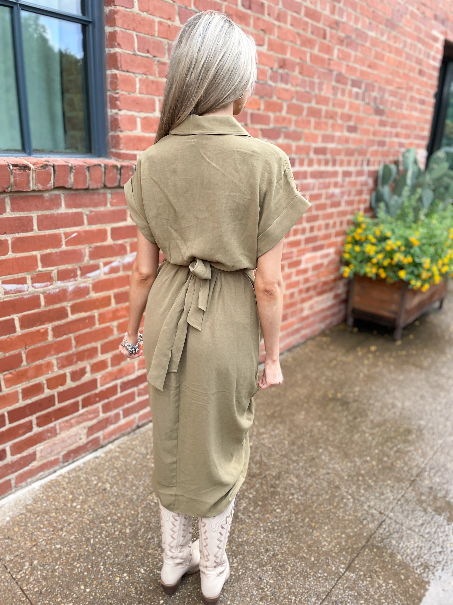 Tori Tie Dress - Olive