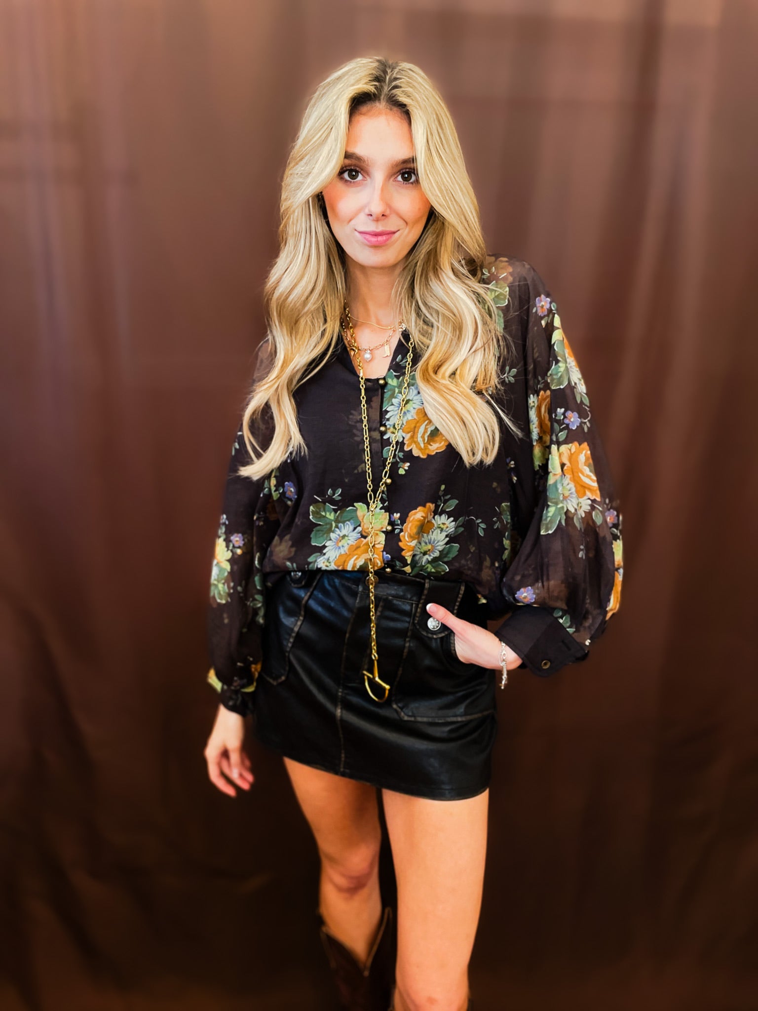 Leather Patch Pocket Skirt