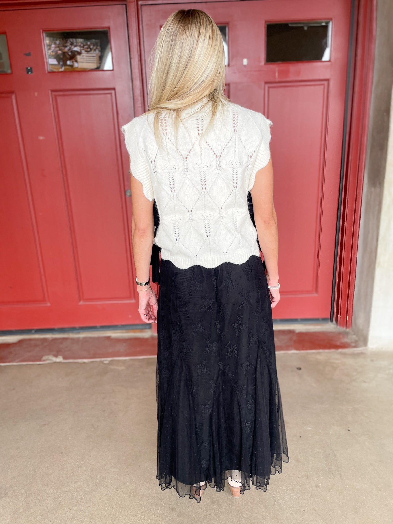 Scalloped Side Tie Sweater Vest