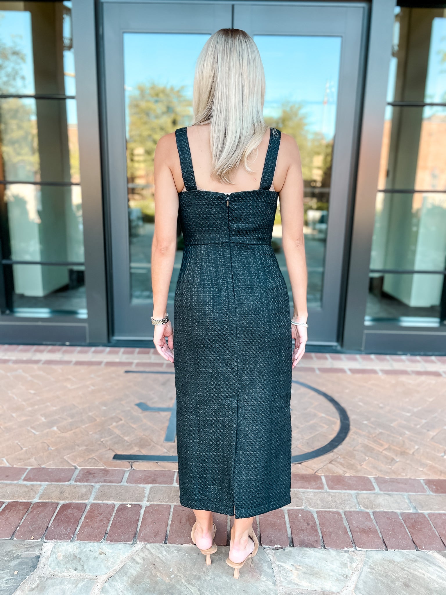 Black Tweed Midi Dress