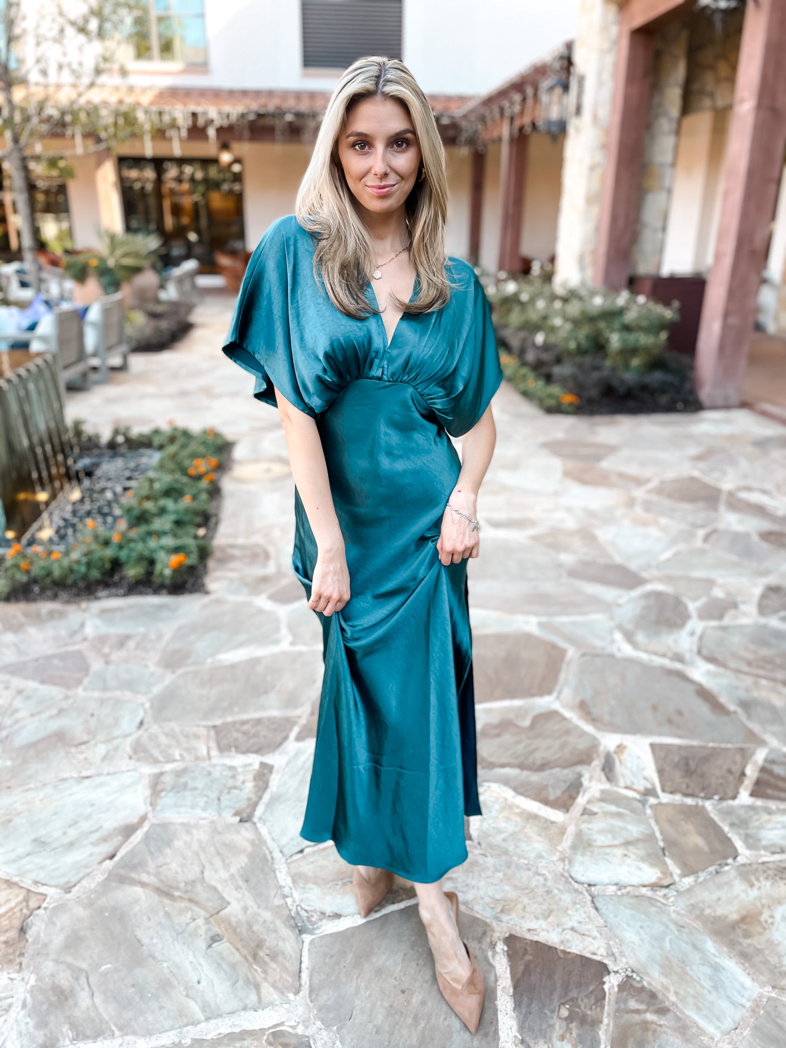 Soft As Satin Dress - Teal