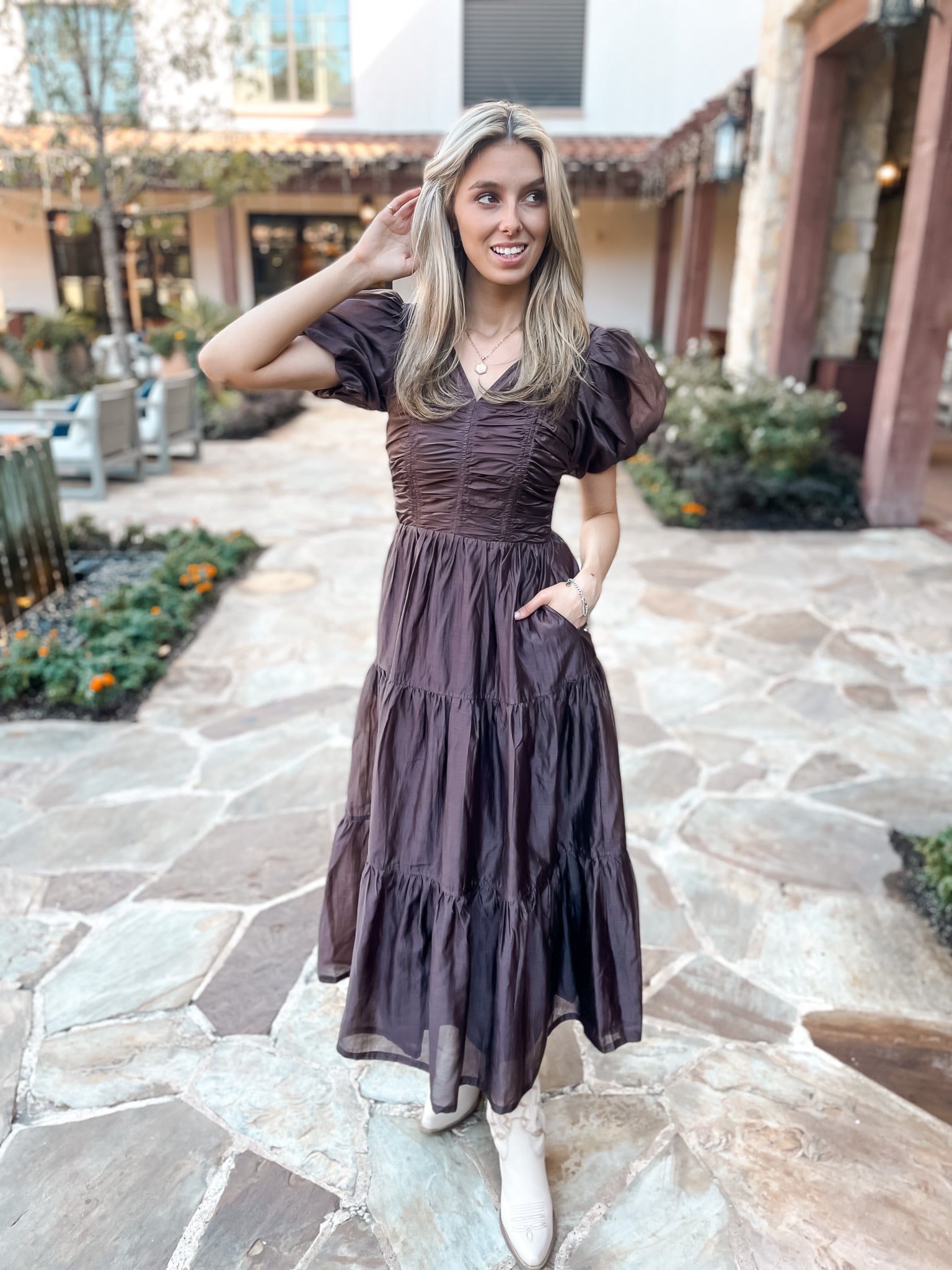 Ruched & Ready Dress - Chocolate