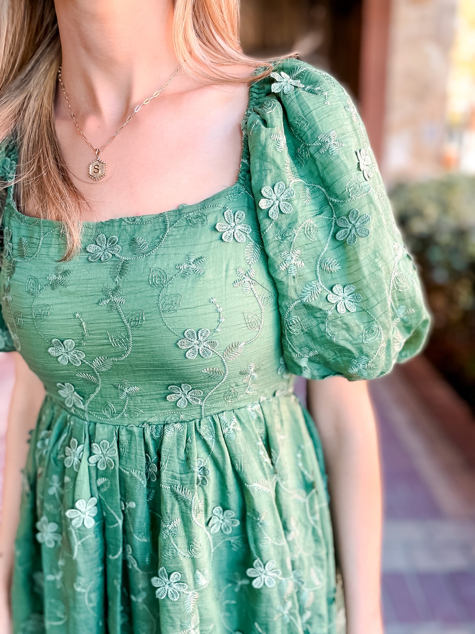 Forest Green Embroidered Dress