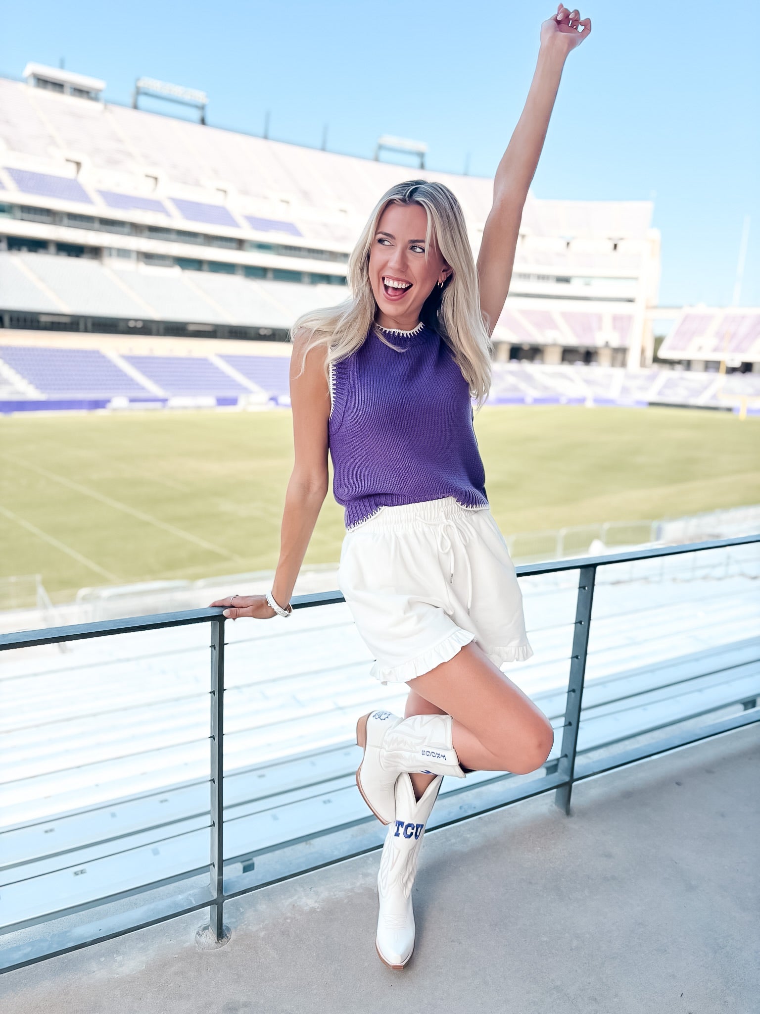 Stitch Trim Sweater - Purple