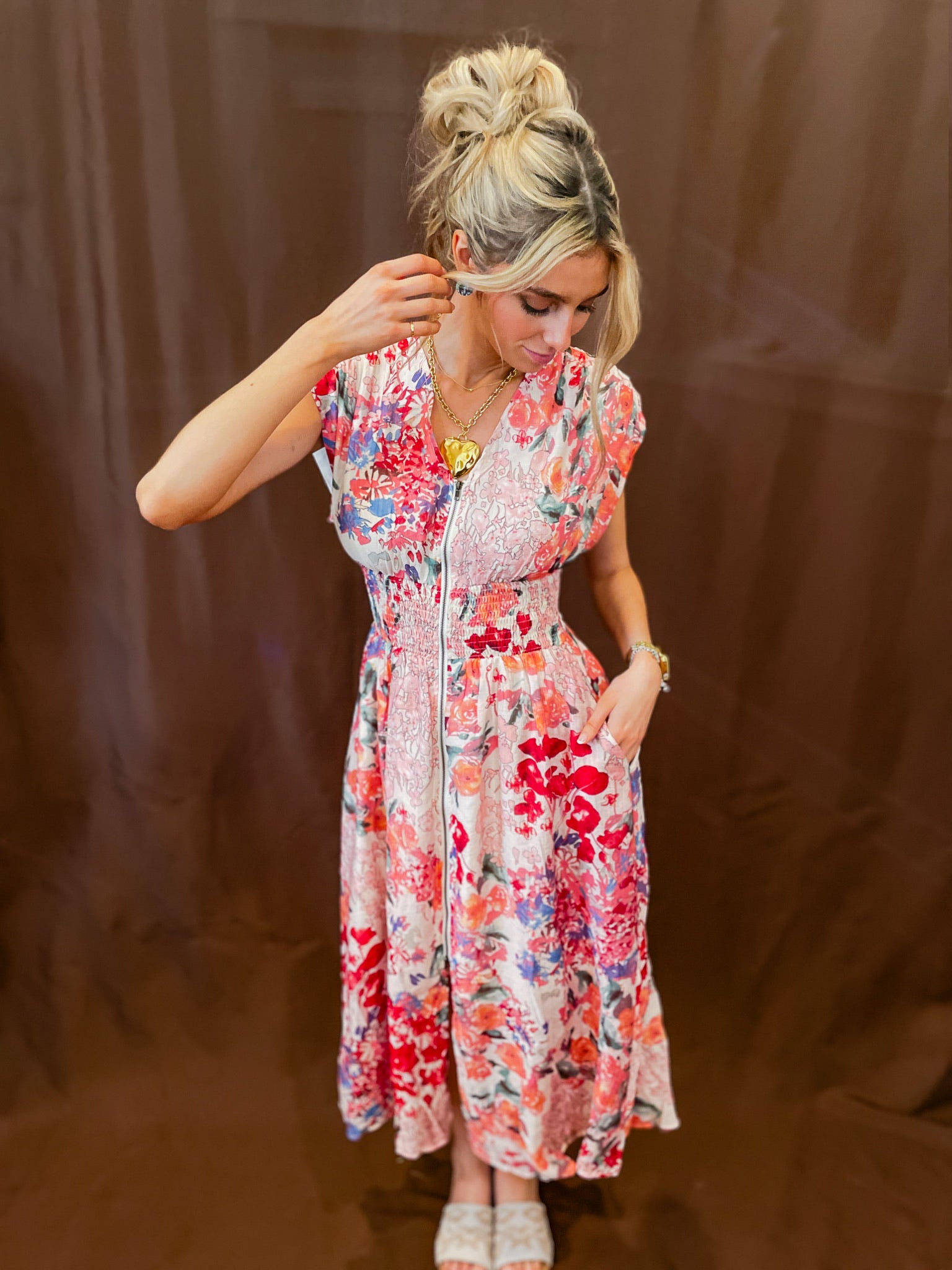 Whimsy Floral Dress Pink