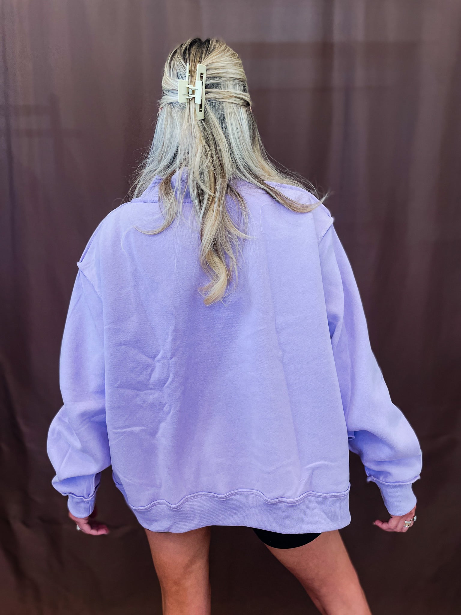 Dilly Dally Mock Neck Sweatshirt - Lavender