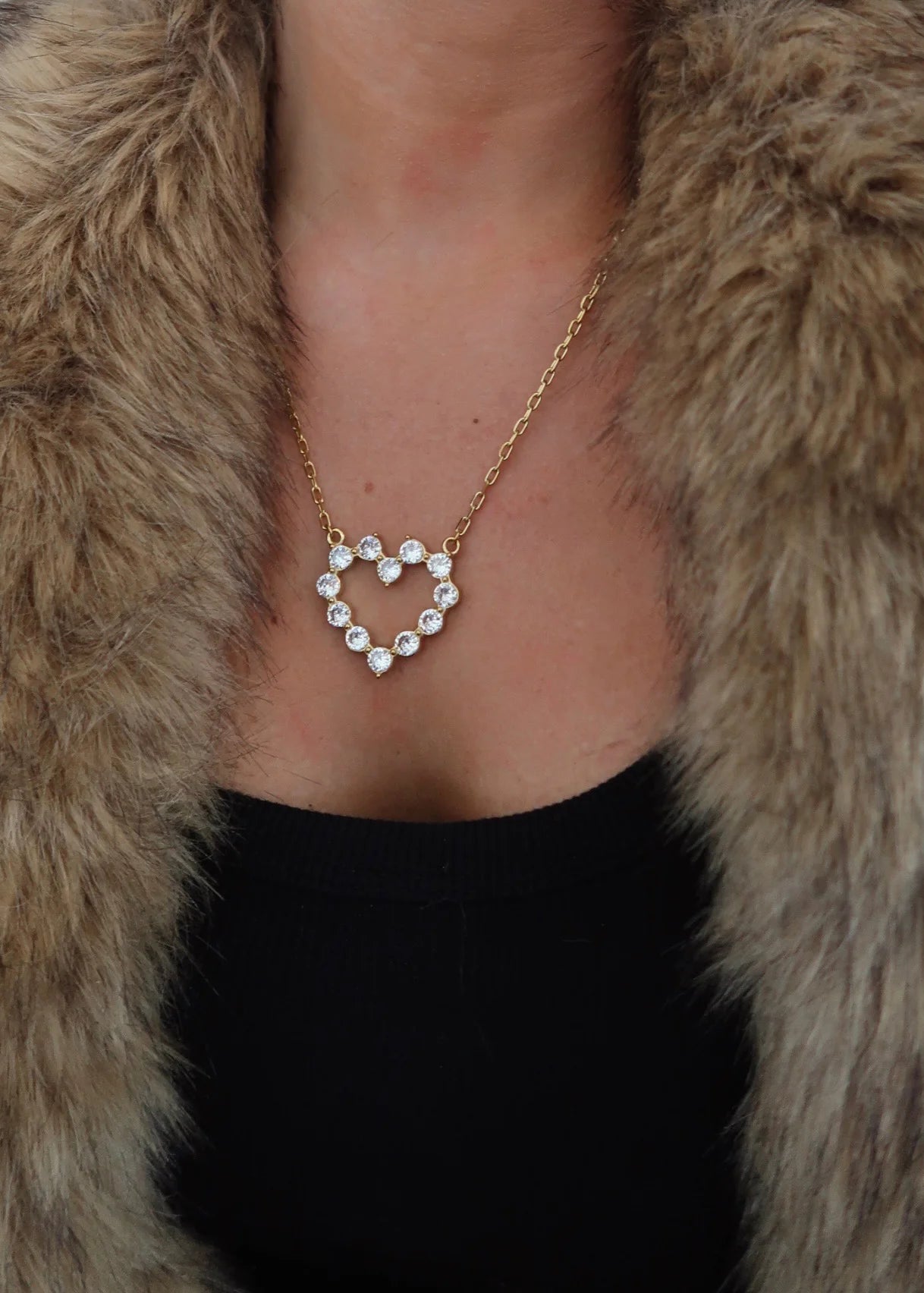 Large Diamond Heart Necklace - Tucker Brown