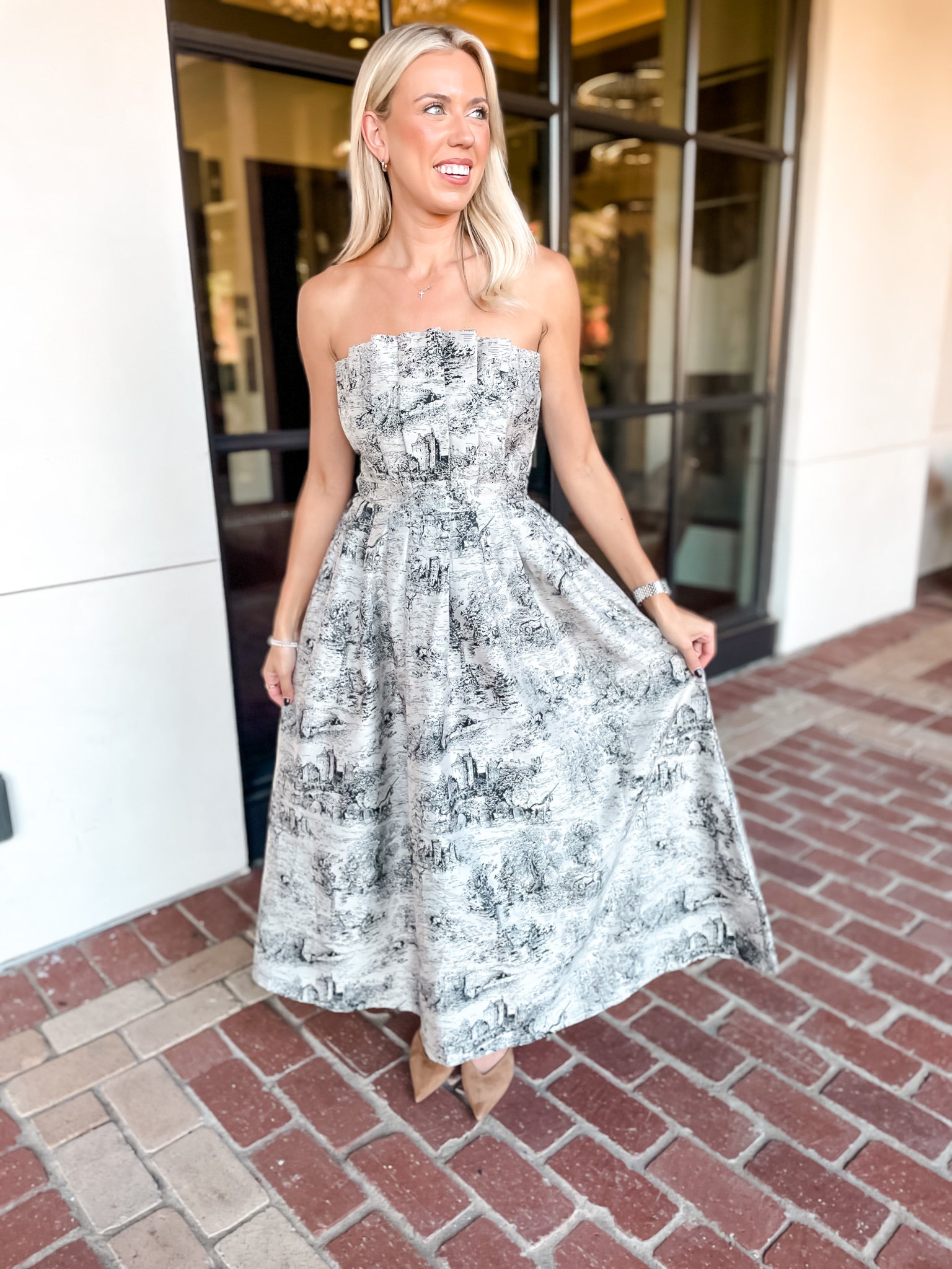 English Toile Dress - Taupe