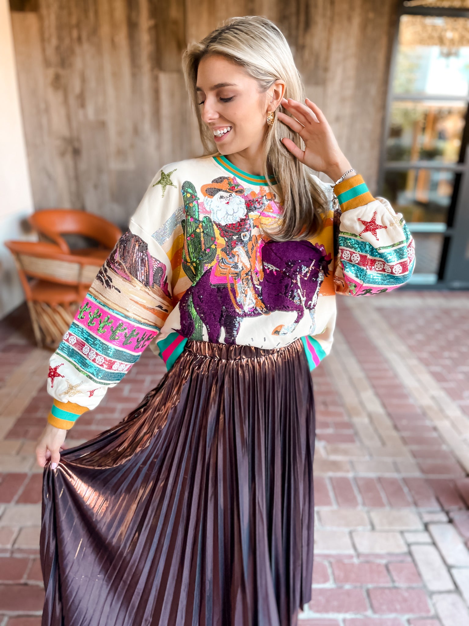 Vintage Cowboy Santa Sweater