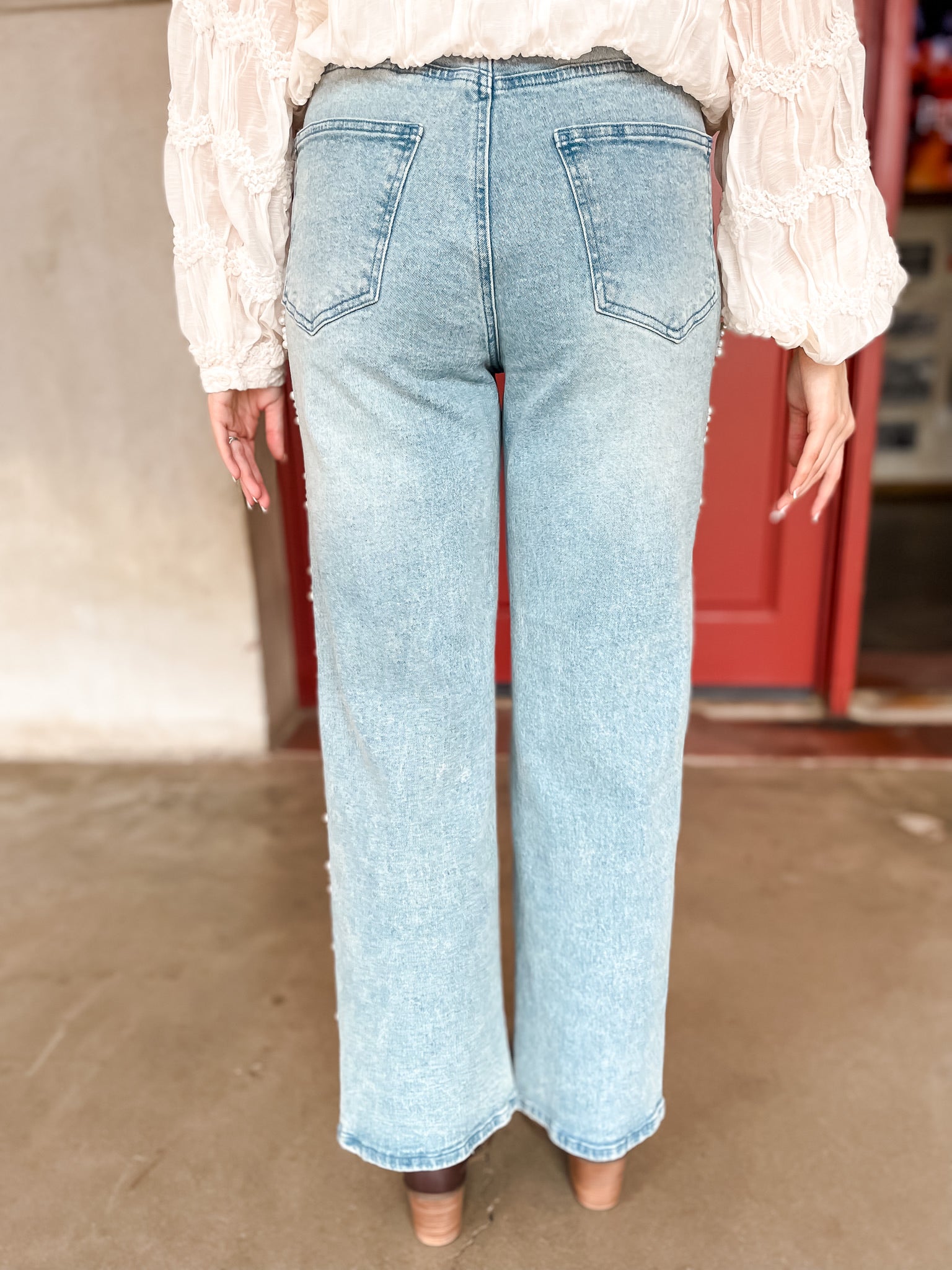 Lined Up With Pearls Denim Jeans