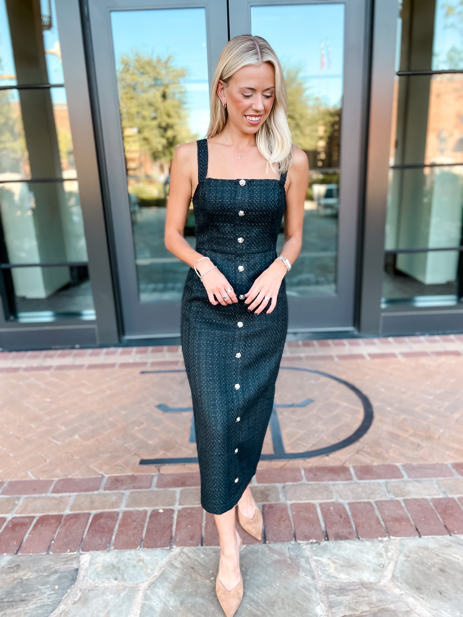 Black Tweed Midi Dress