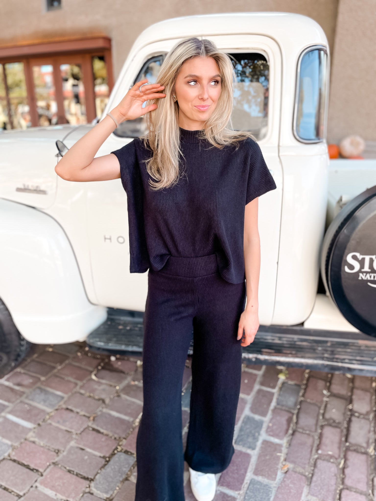 Maddi Says Waffle Set - Black