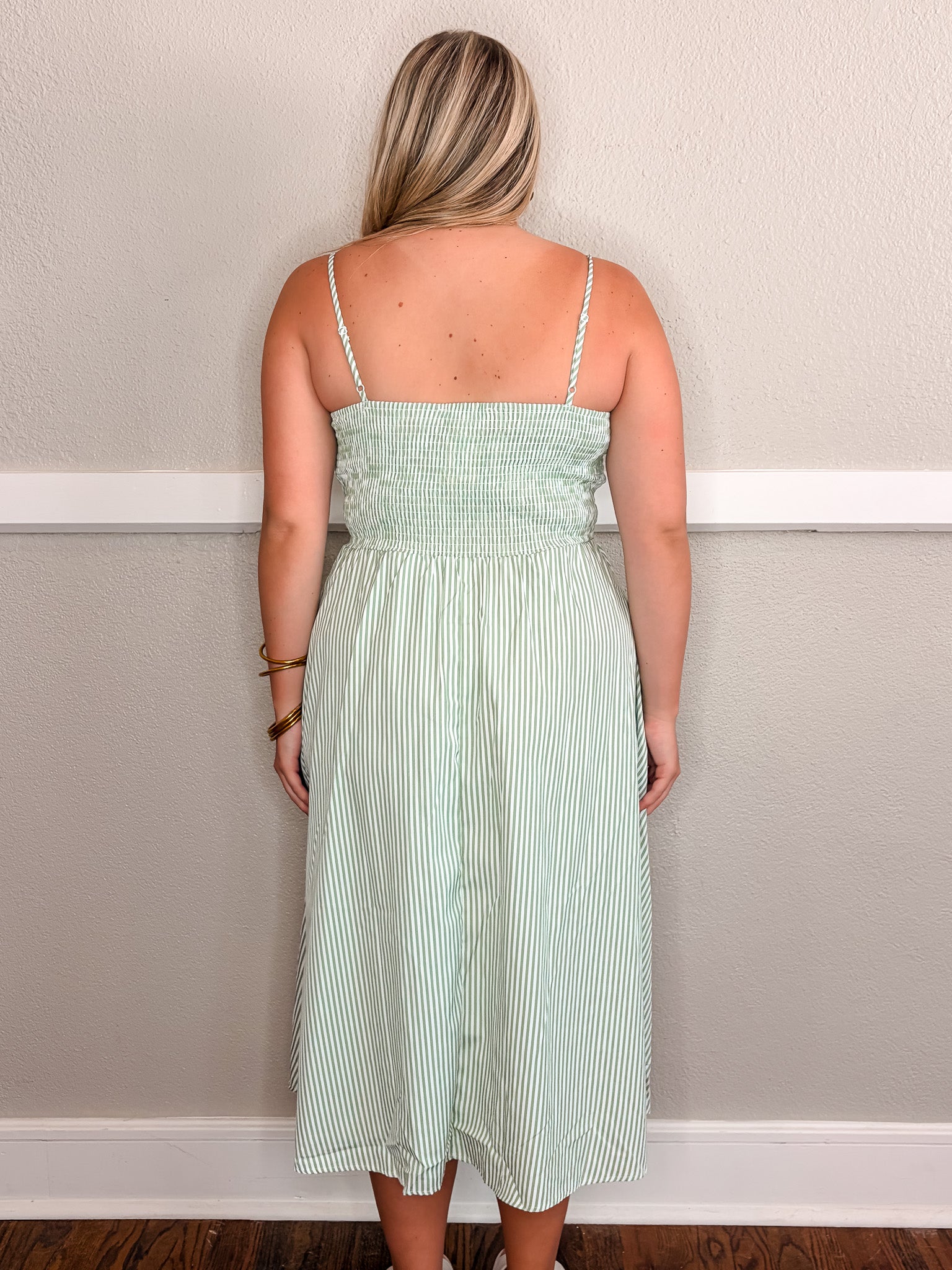 Karla Stripe Midi Dress - Green