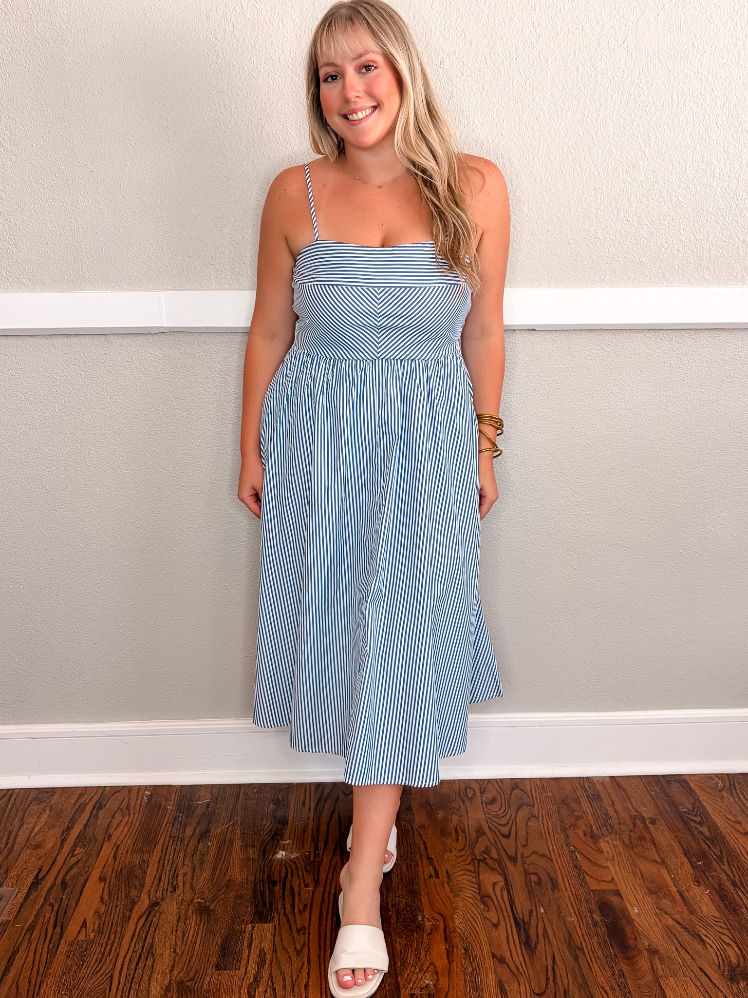 Karla Stripe Midi Dress - Blue