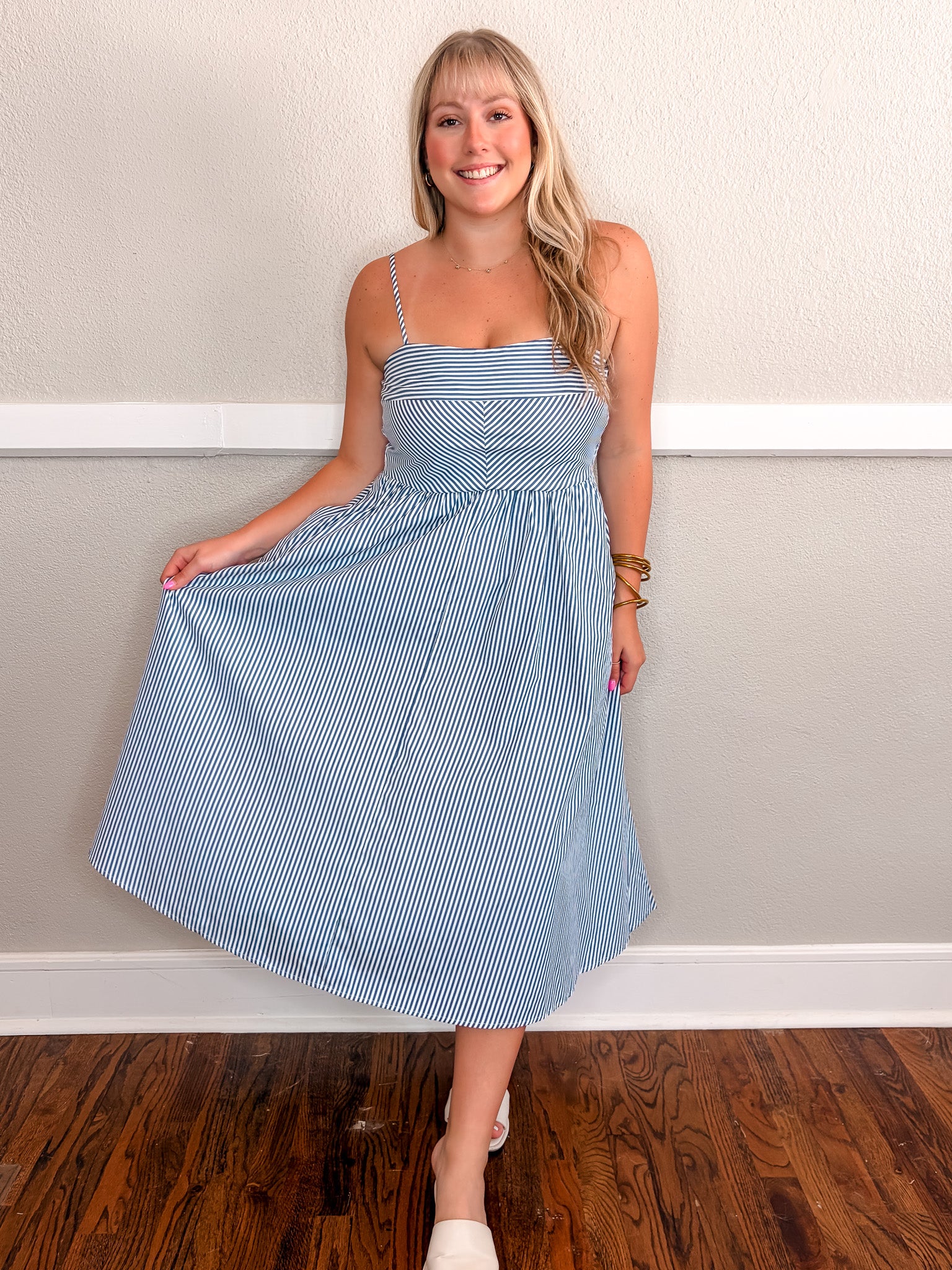 Karla Stripe Midi Dress - Blue