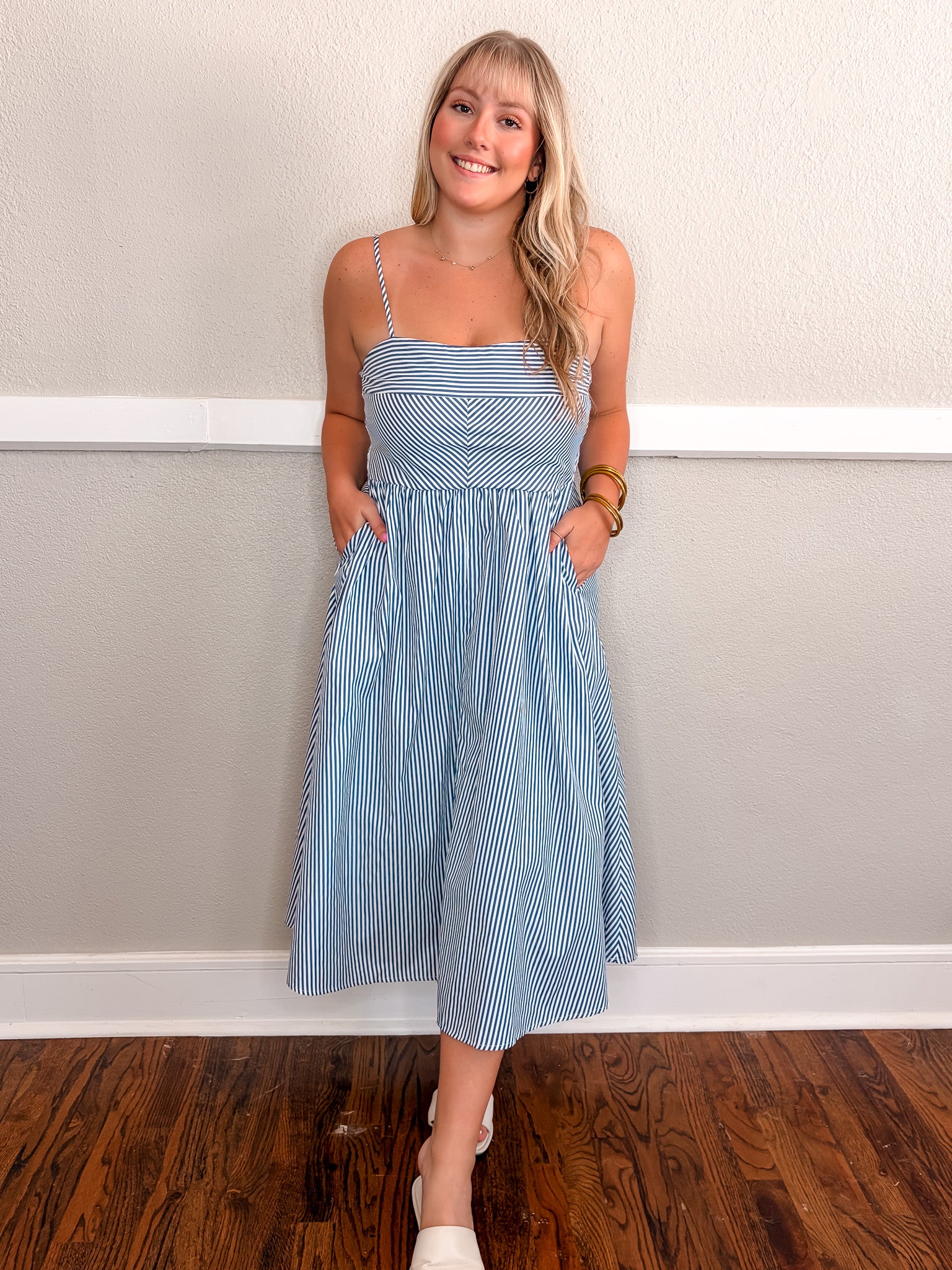 Karla Stripe Midi Dress - Blue