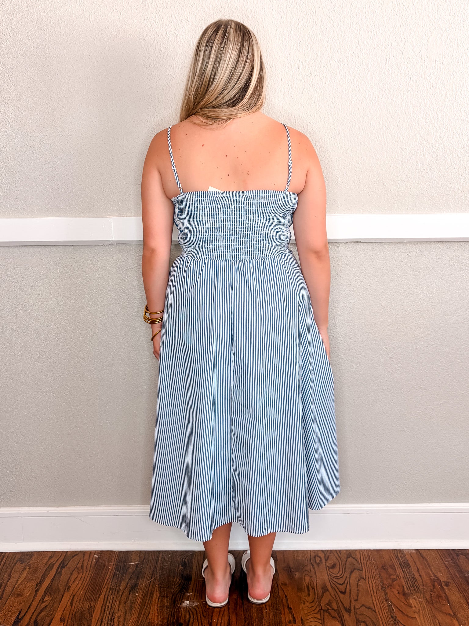 Karla Stripe Midi Dress - Blue