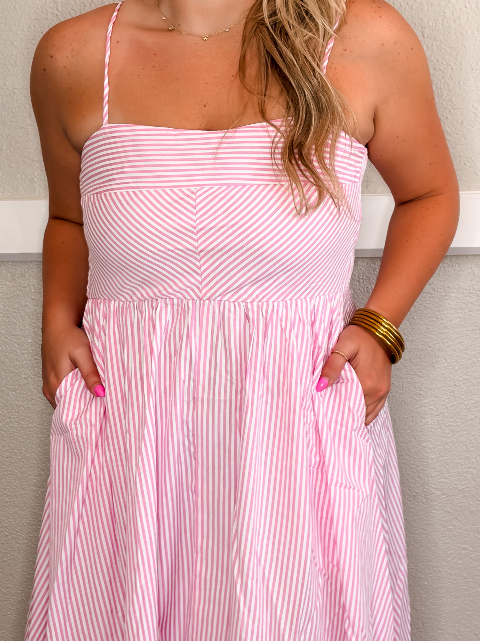 Karla Stripe Midi Dress - Pink