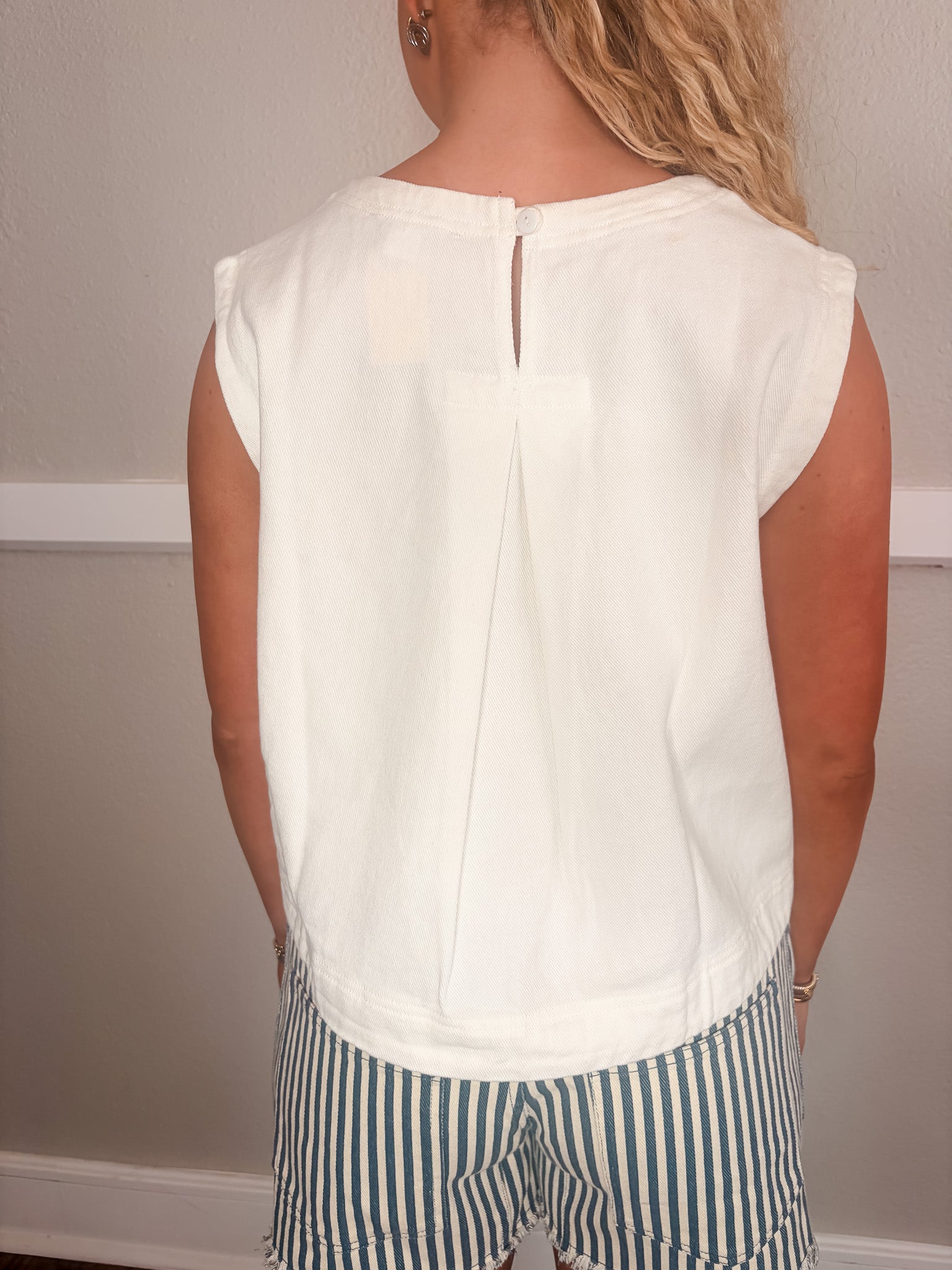 Sherri Denim Top - White
