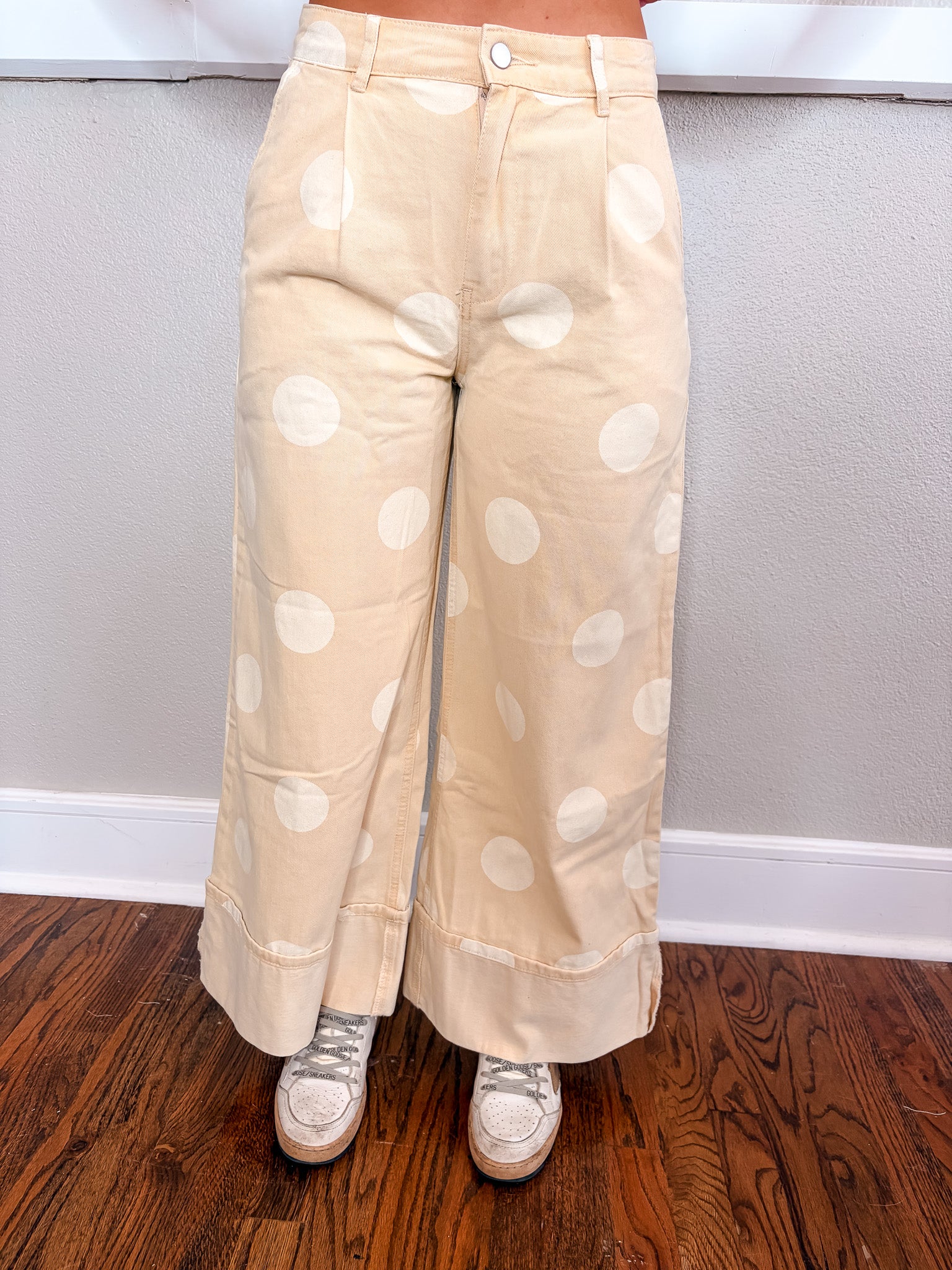 Cuffed Dot Pant - Oatmeal