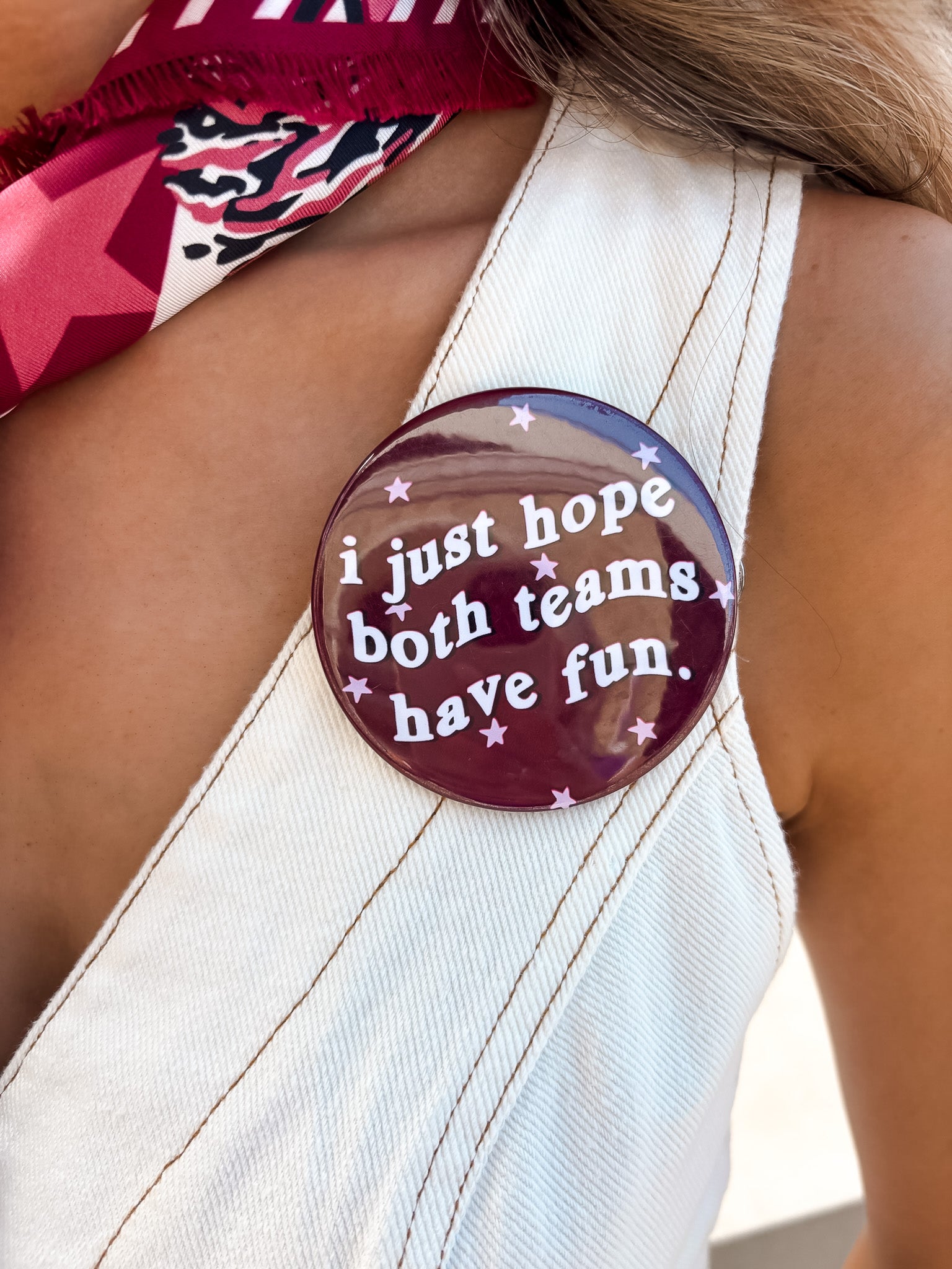 Teams Have Fun Game Day Button - Maroon