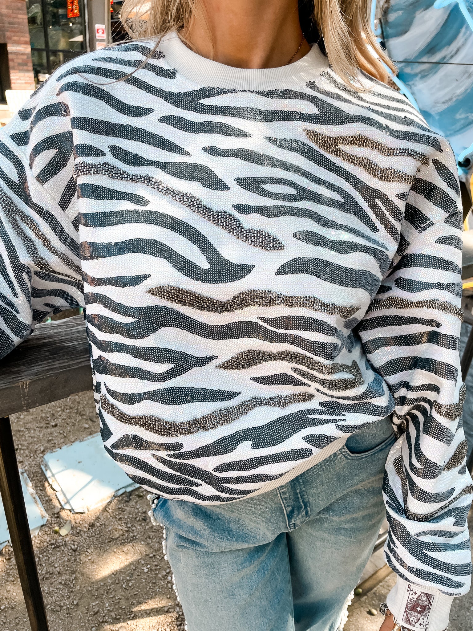 Zebra Sequin Sweatshirt