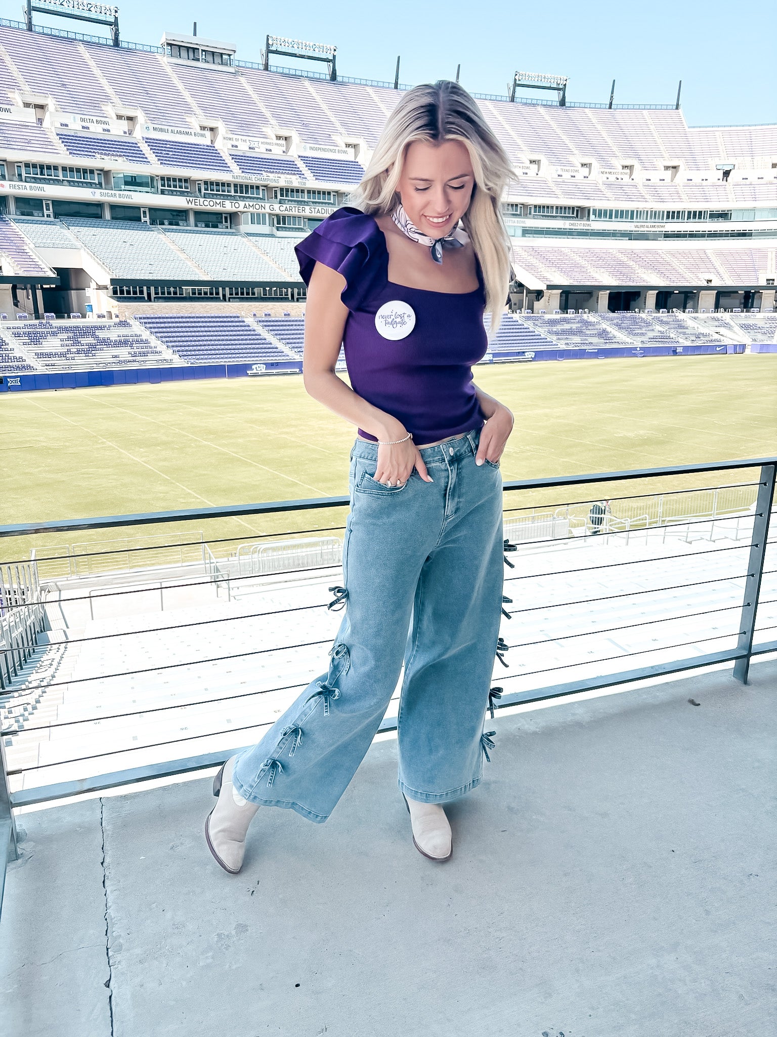 Ruffled Ribbed Knit Top - Purple