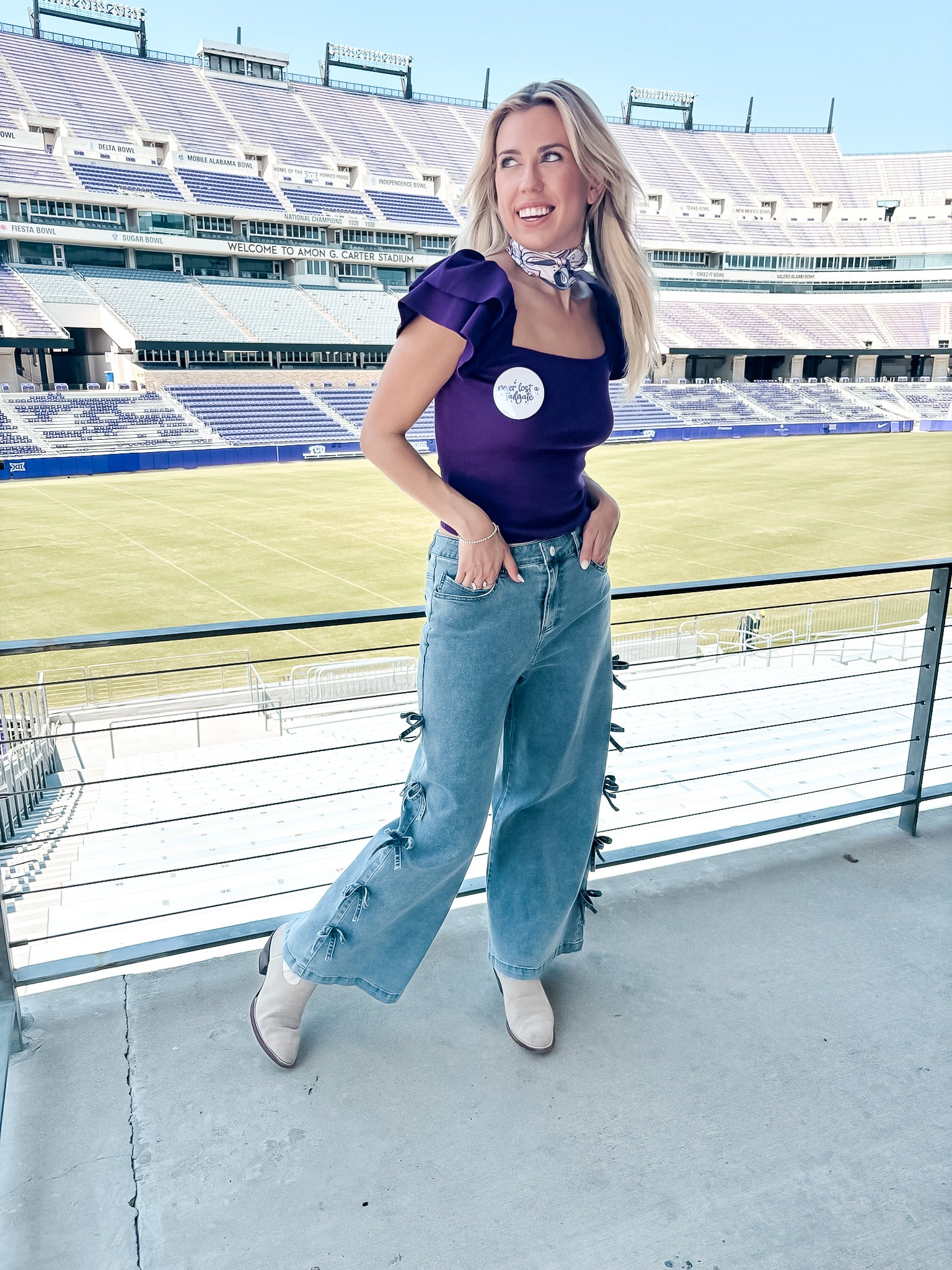 Ruffled Ribbed Knit Top - Purple