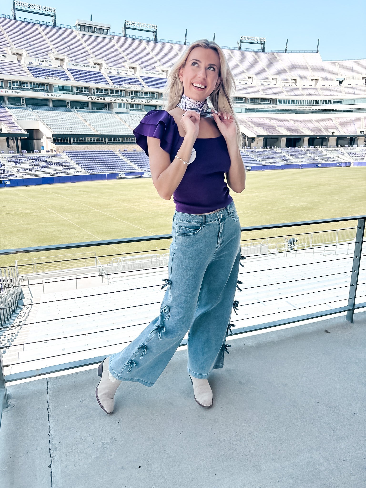 Ruffled Ribbed Knit Top - Purple