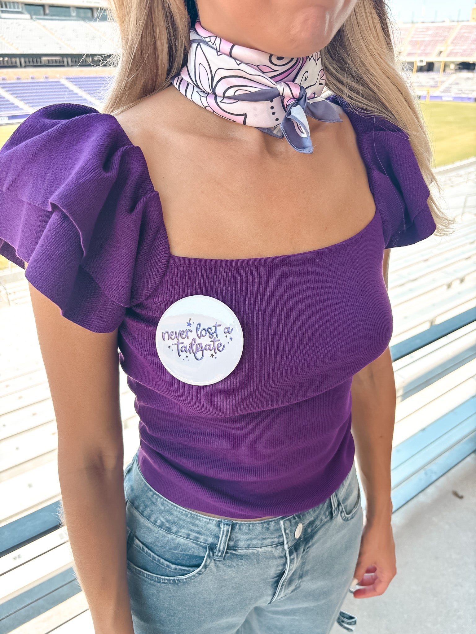 Ruffled Ribbed Knit Top - Purple