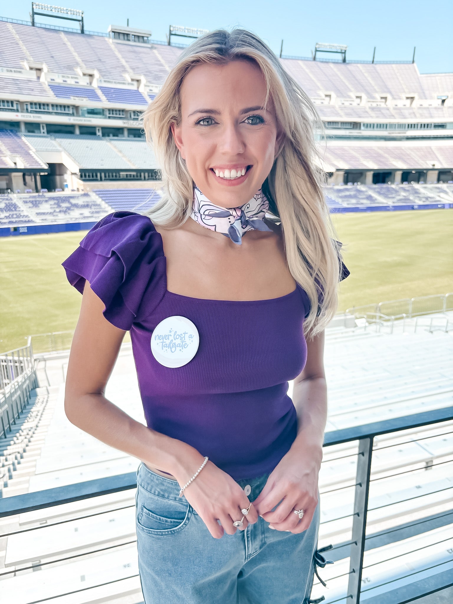 Ruffled Ribbed Knit Top - Purple
