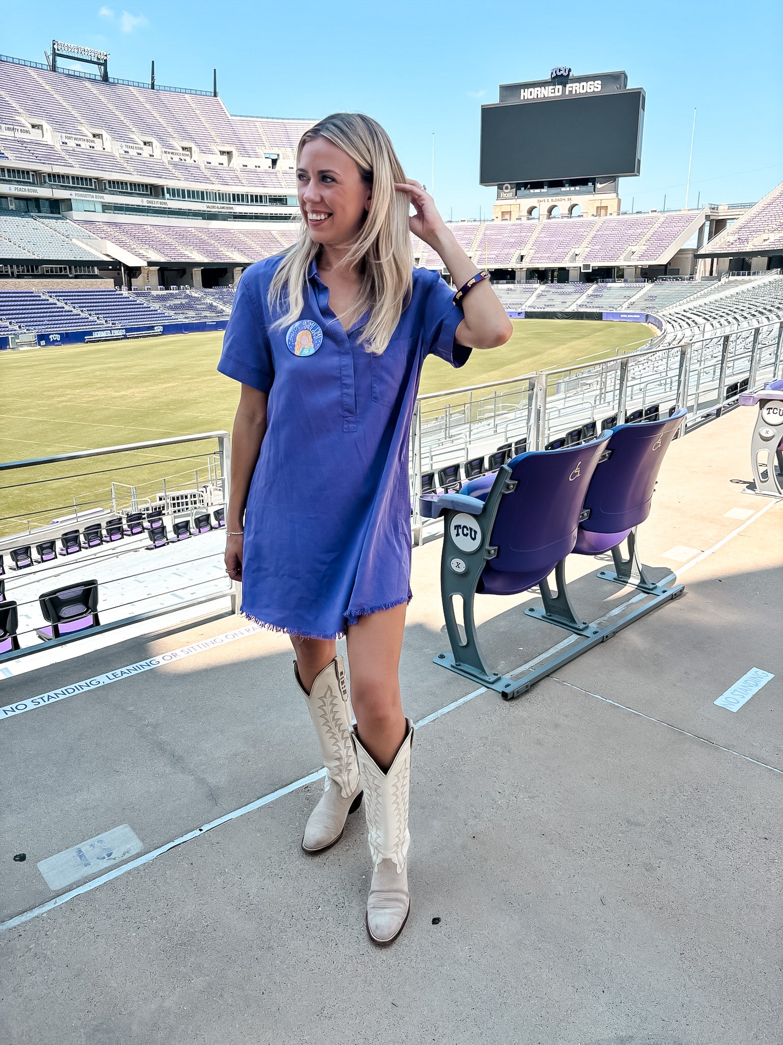 Washed  Denim Shirt Dress - Purple