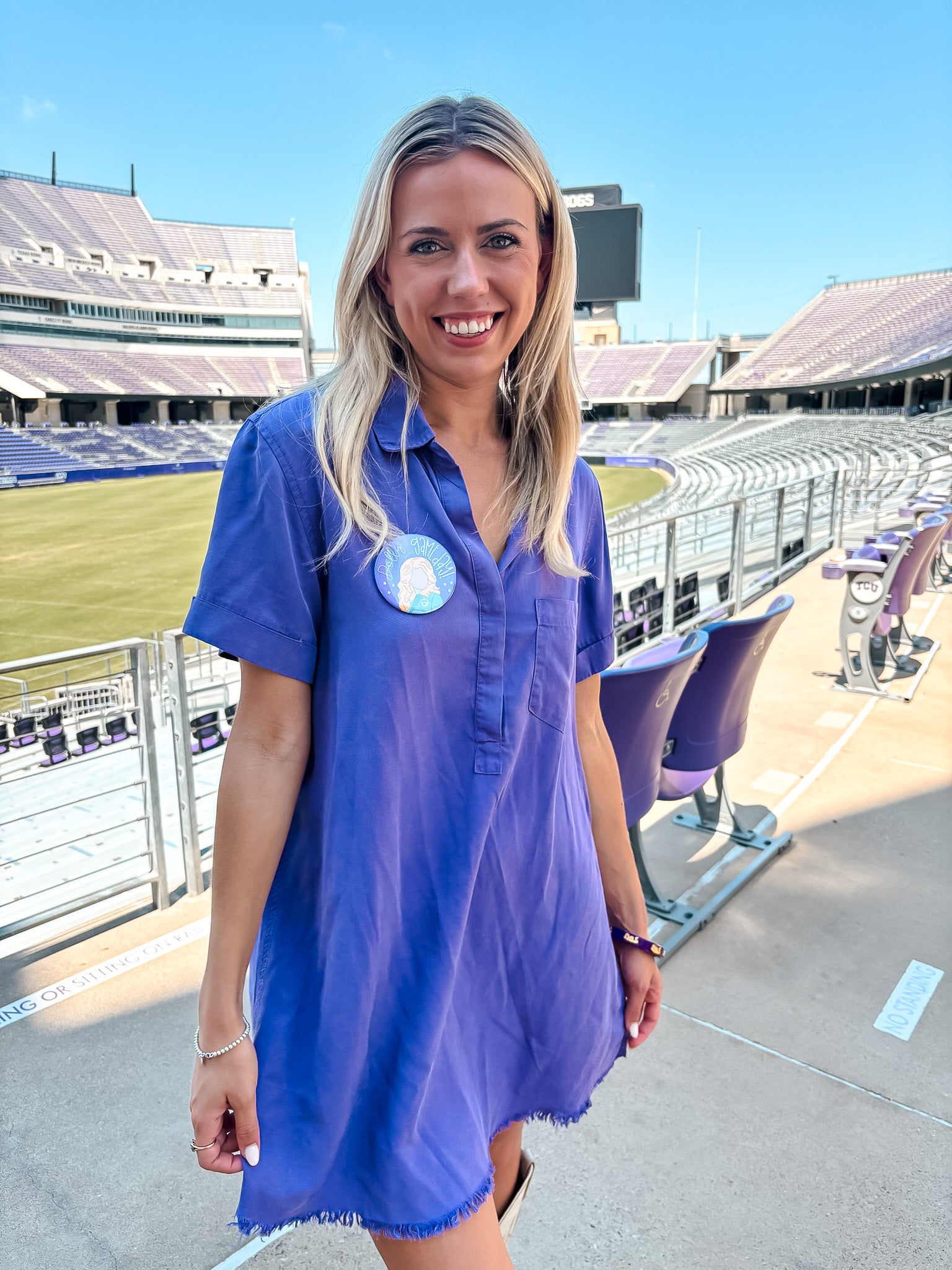 Washed  Denim Shirt Dress - Purple