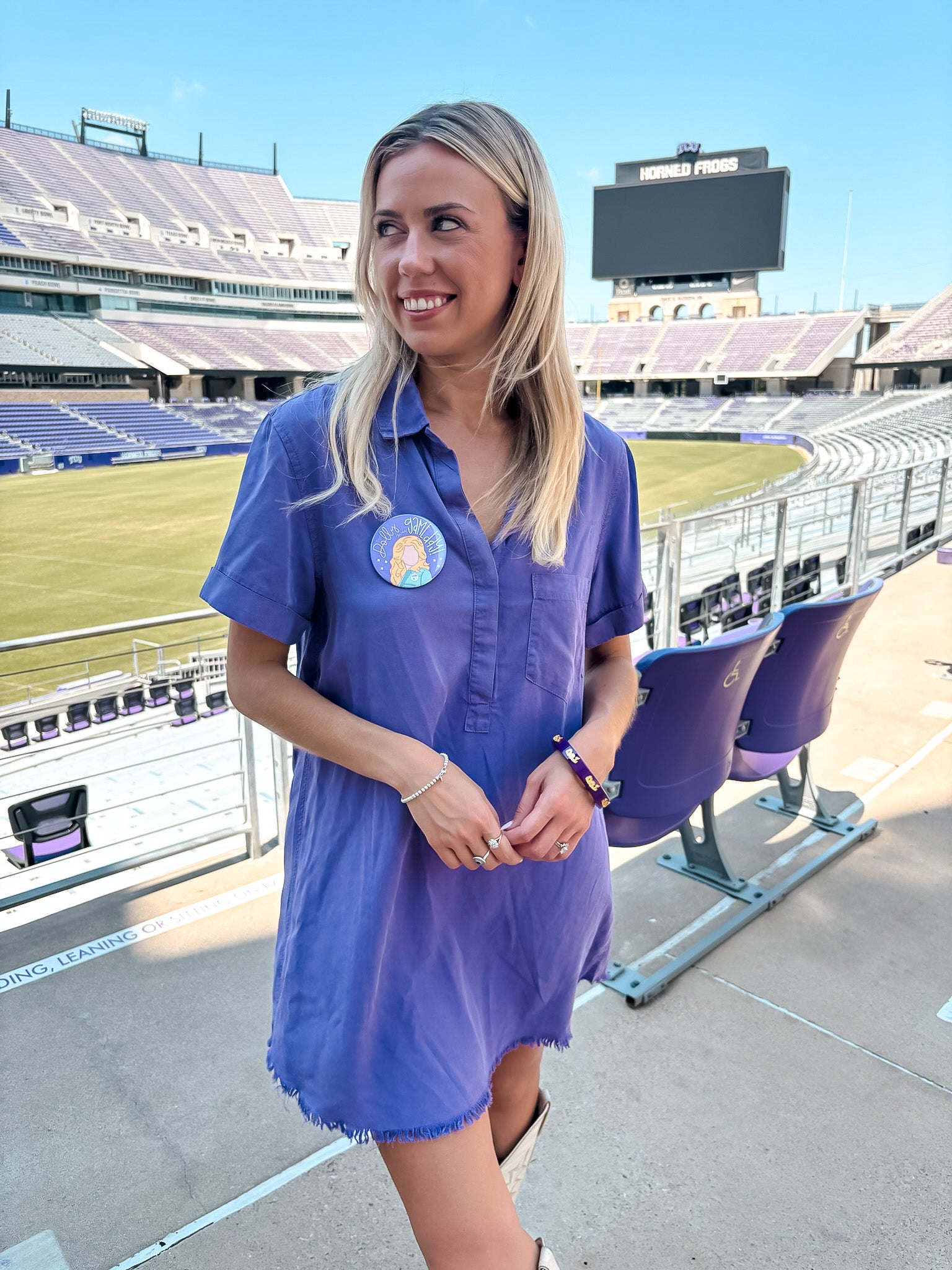 Washed  Denim Shirt Dress - Purple